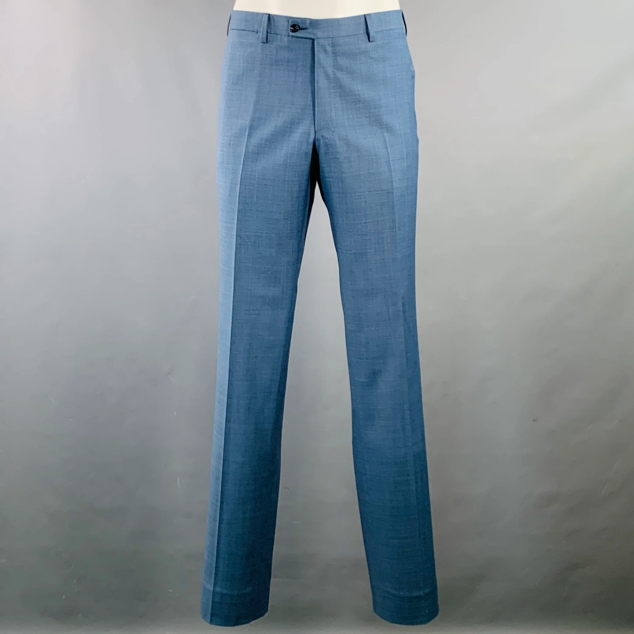 SARTORIO Size 44 Regular Blue Wool Notch Lapel Suit - Image 4