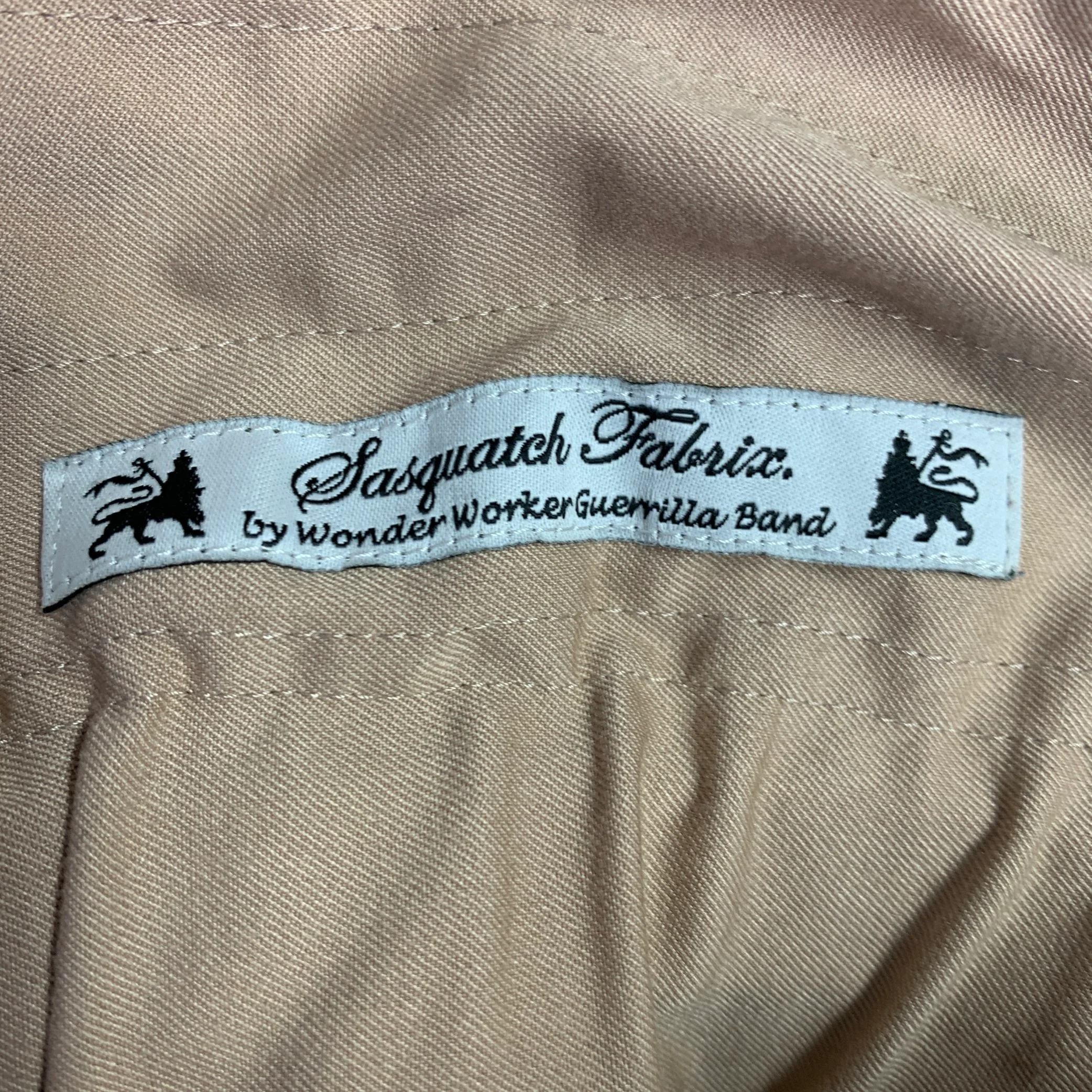 SASQUATCHfabrix Size M Beige Twill Polyester Blend High Waisted Casual Pants - Image 3