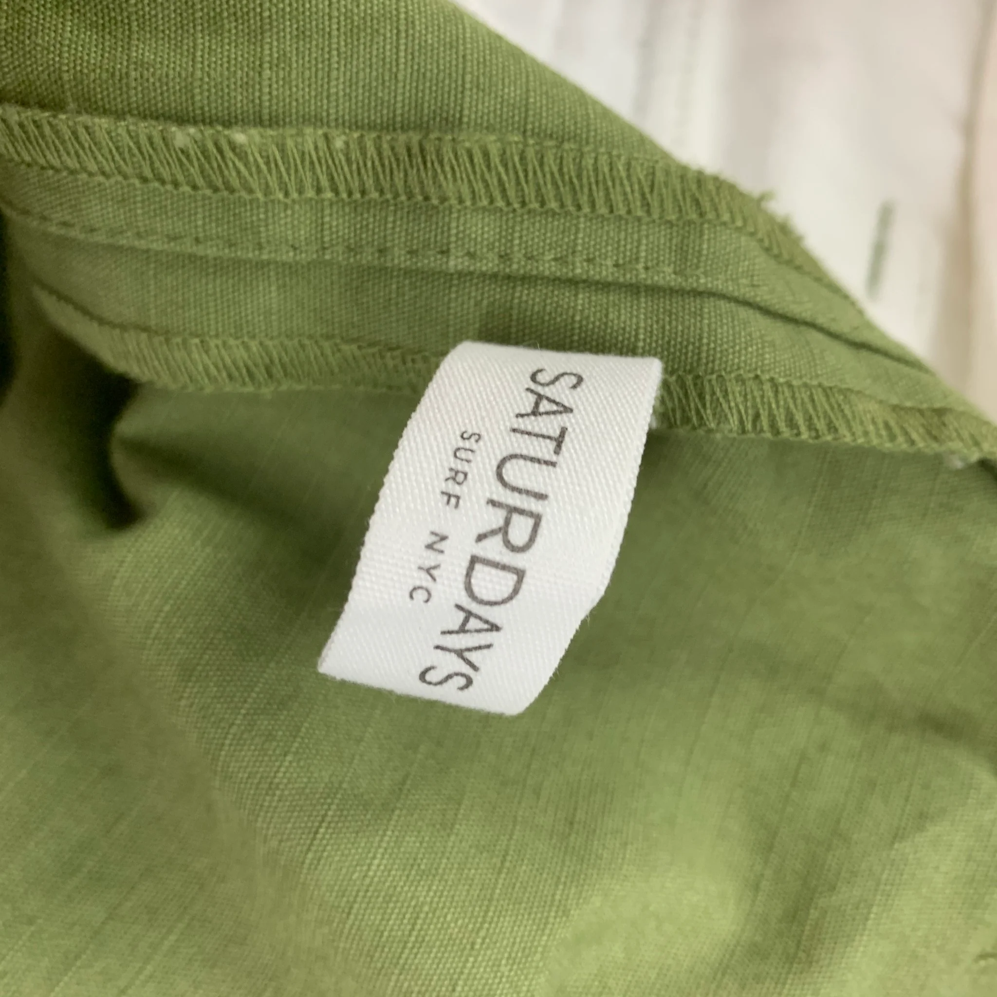 SATURDAYS NYC Size 28 Green Olive Cotton Large Pockets Shorts - Image 4
