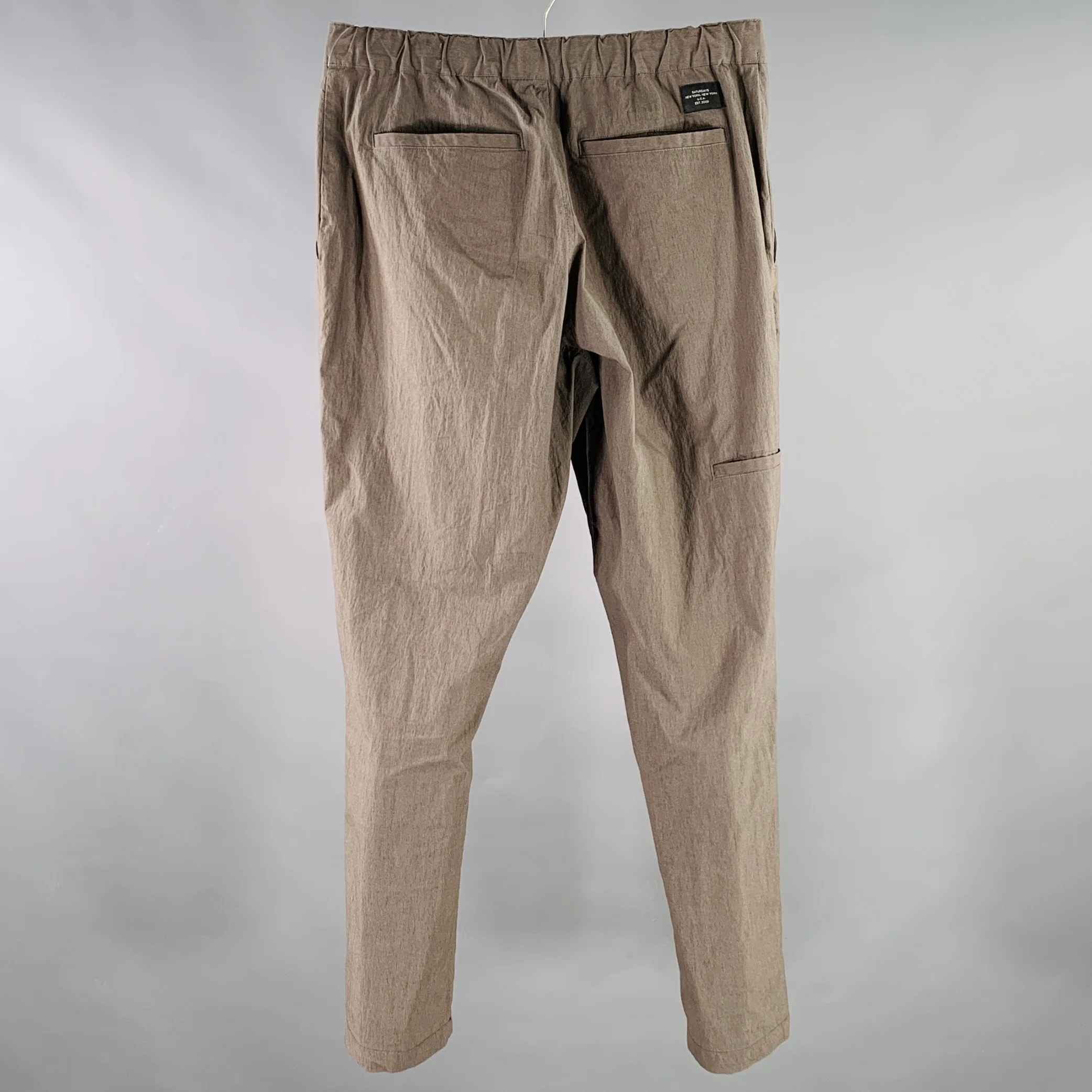 SATURDAYS NYC Size 30 Grey Charcoal Cotton Blend Belted Casual Pants - Image 3