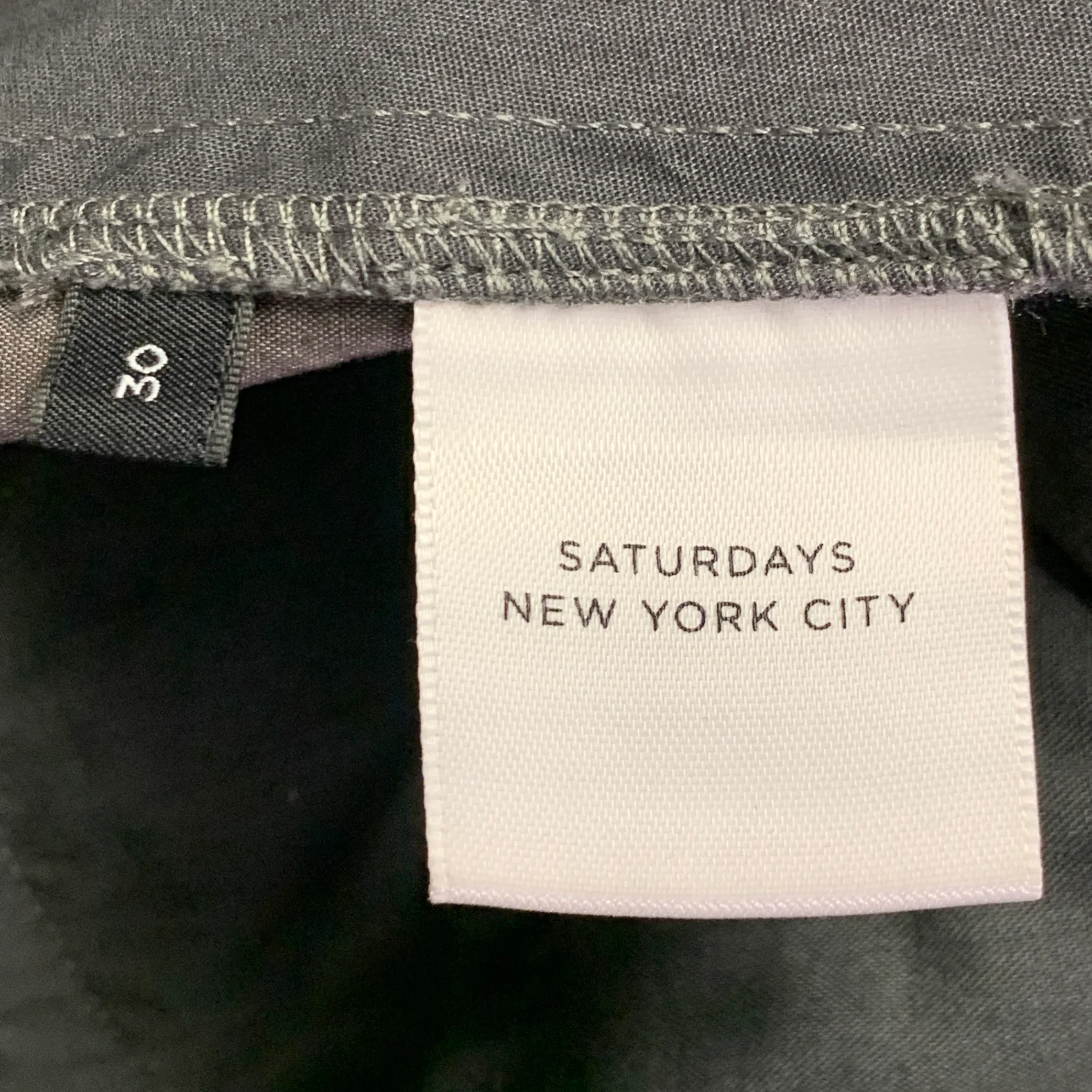 SATURDAYS NYC Size 30 Grey Charcoal Cotton Blend Belted Casual Pants - Image 6