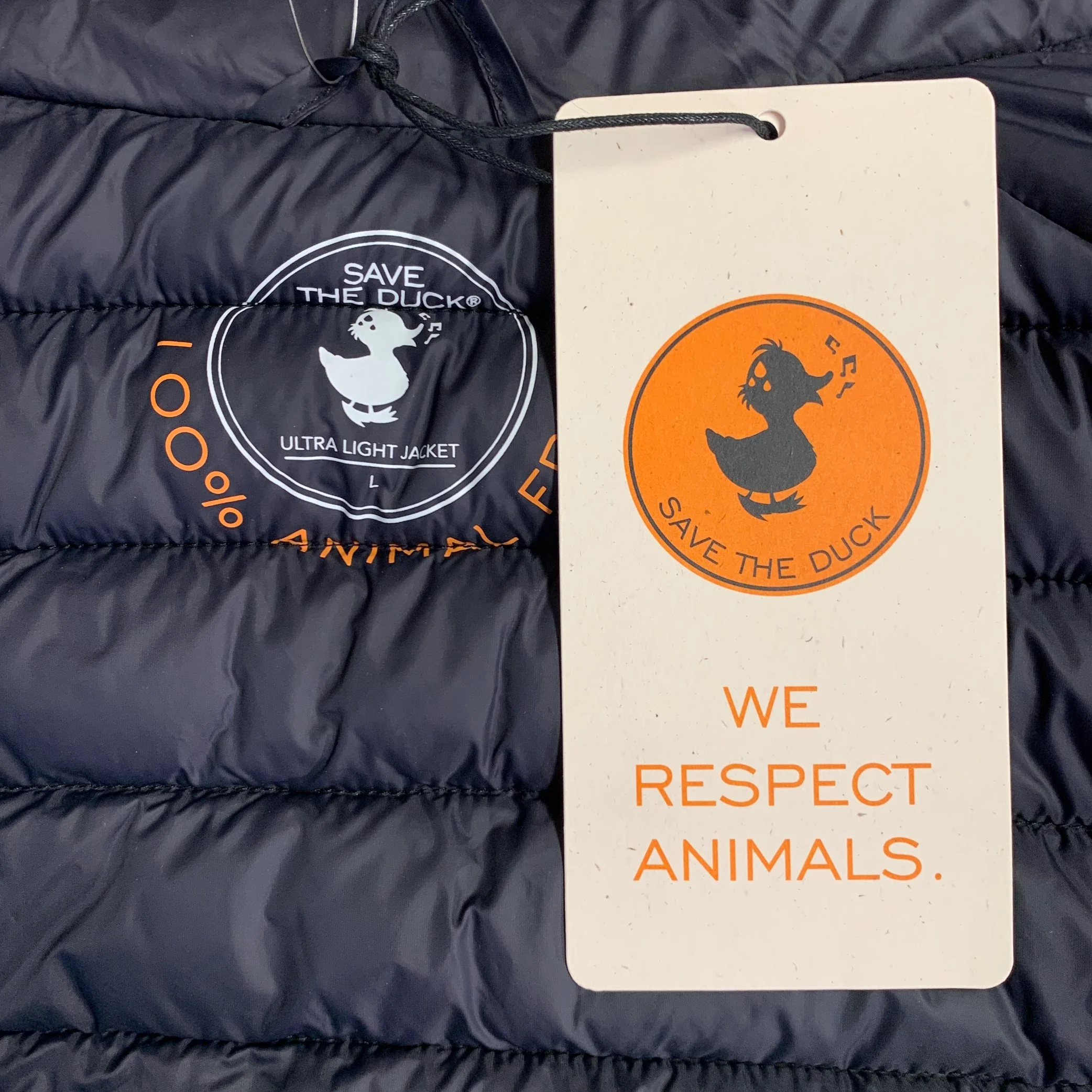 SAVE THE DUCK Size L Navy Quilted Nylon Zip Up Vest - Image 4