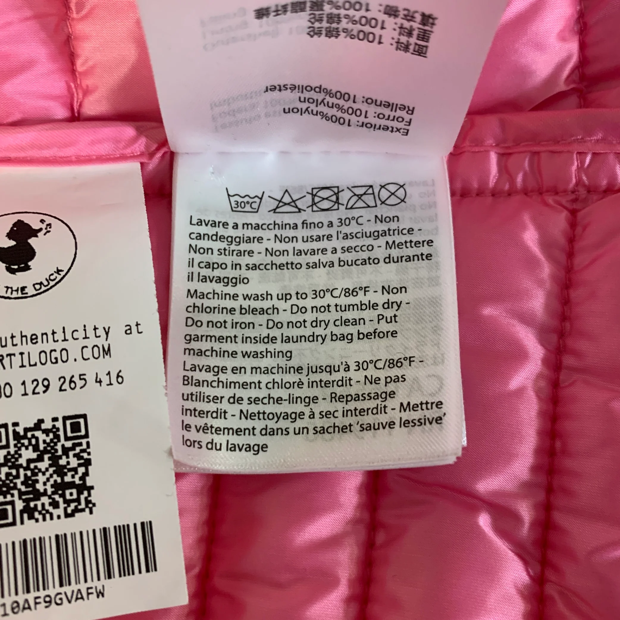 SAVE THE DUCK Size L Pink Nylon Quilted Zip Up Jacket - Image 9