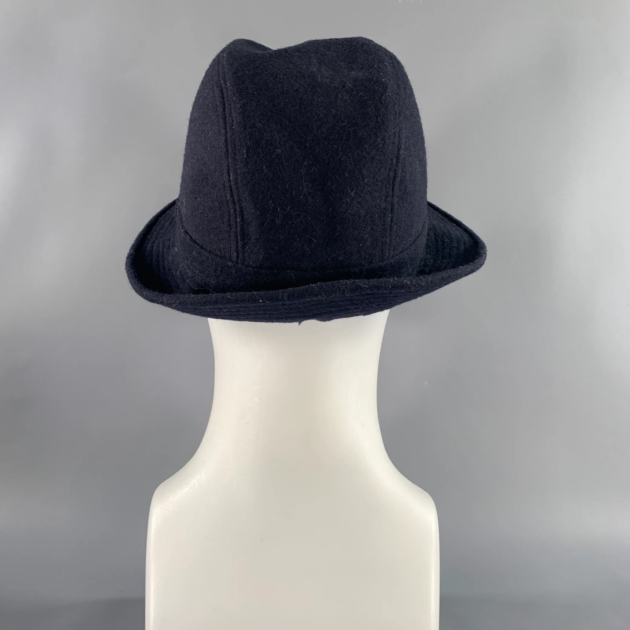 SAXONY LOOK Size L Navy Indigo Solid Wool Blend Hats - Image 3