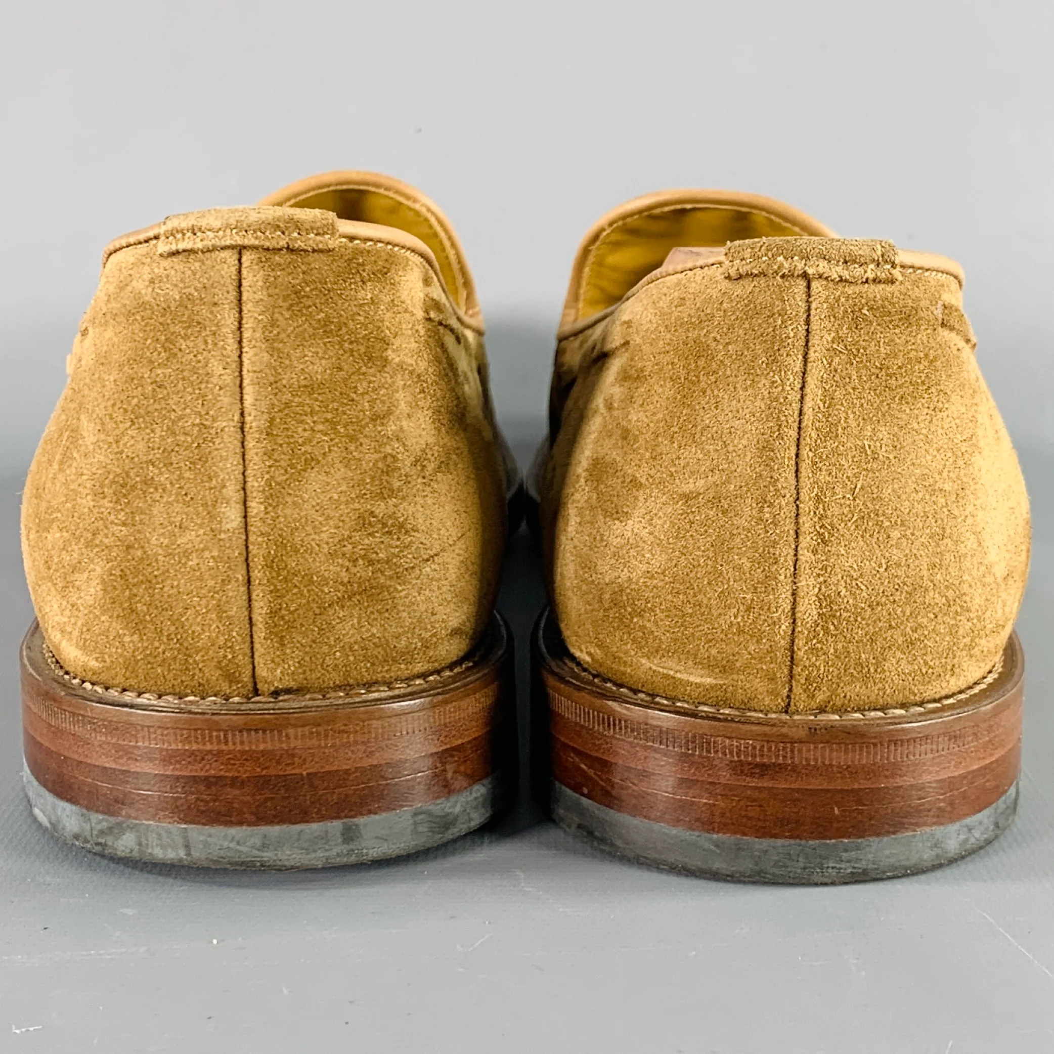 SCAROSSO Size 10.5 Tan Suede Tassels Loafers - Image 3