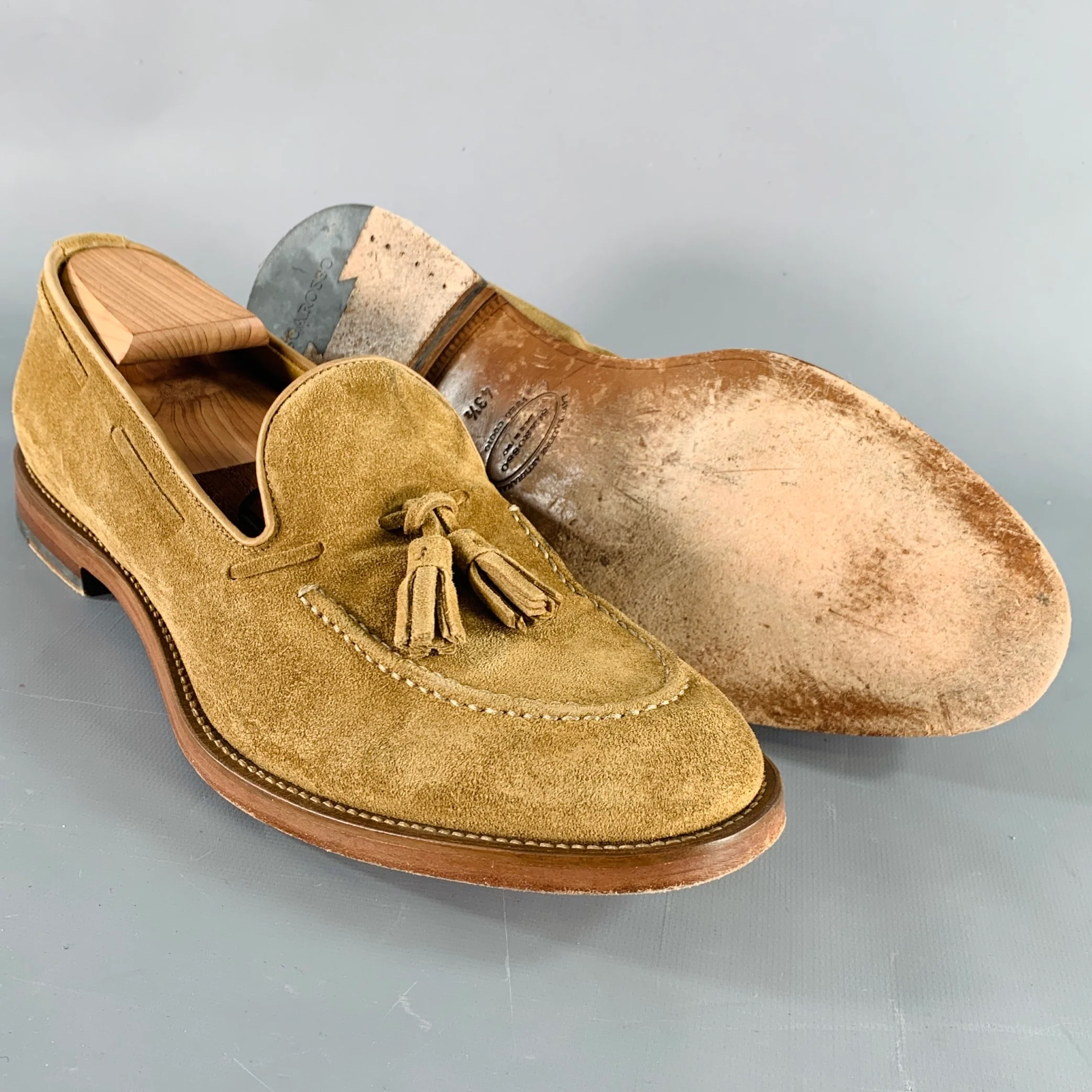 SCAROSSO Size 10.5 Tan Suede Tassels Loafers - Image 5