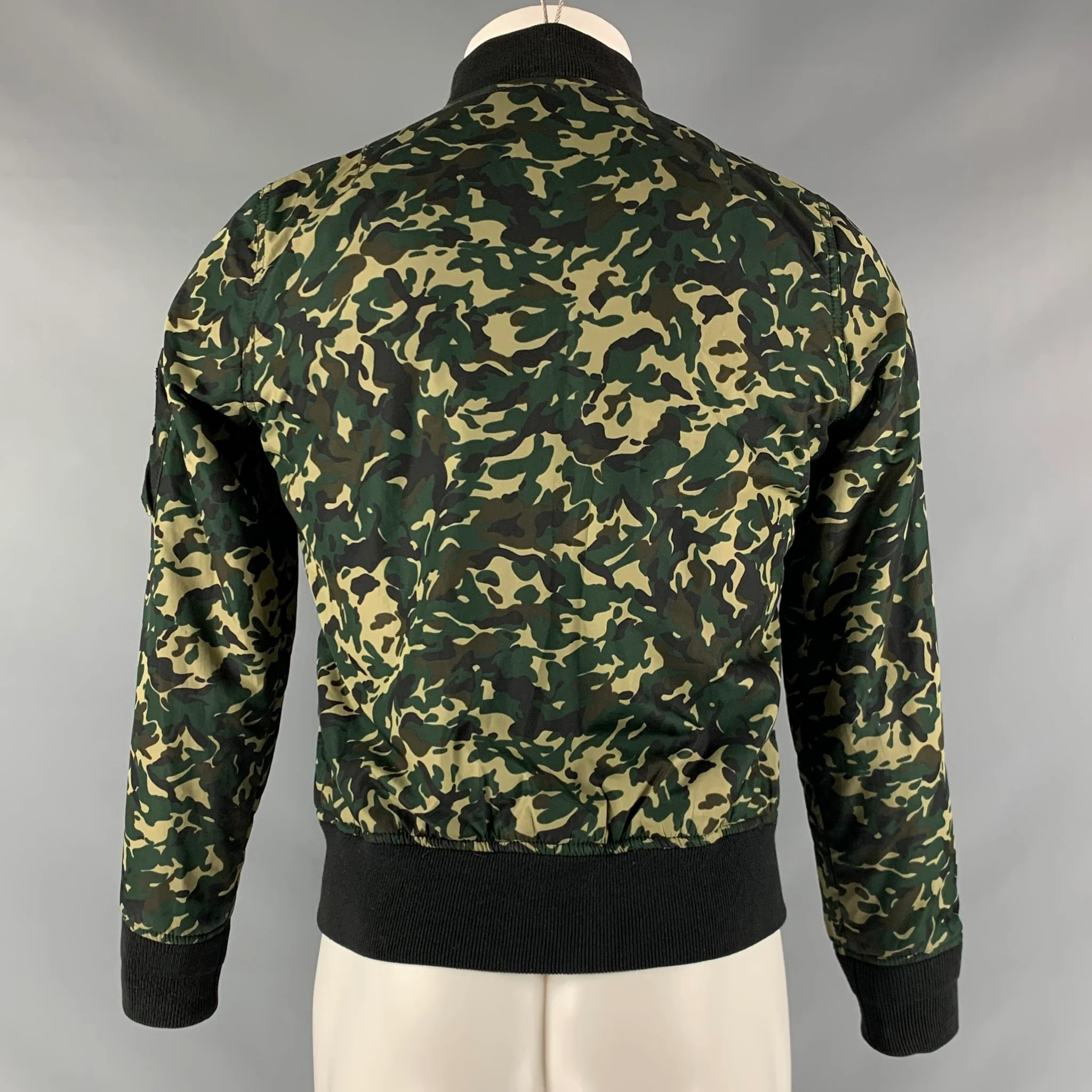 SCHOTT Size M Green Camo Polyester Bomber Jacket - Image 3