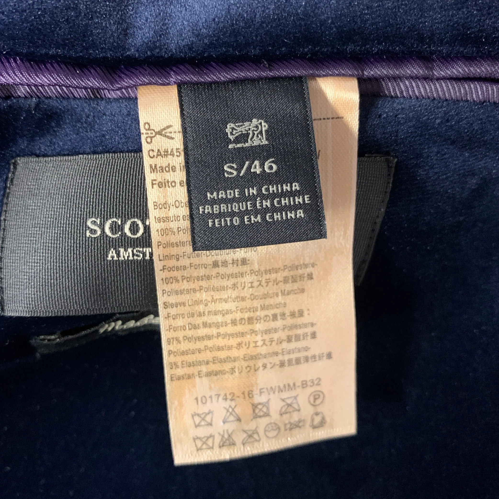 SCOTCH AND SODA Chest Size 38 Navy Velvet Polyester Peak Lapel Suit - Image 6