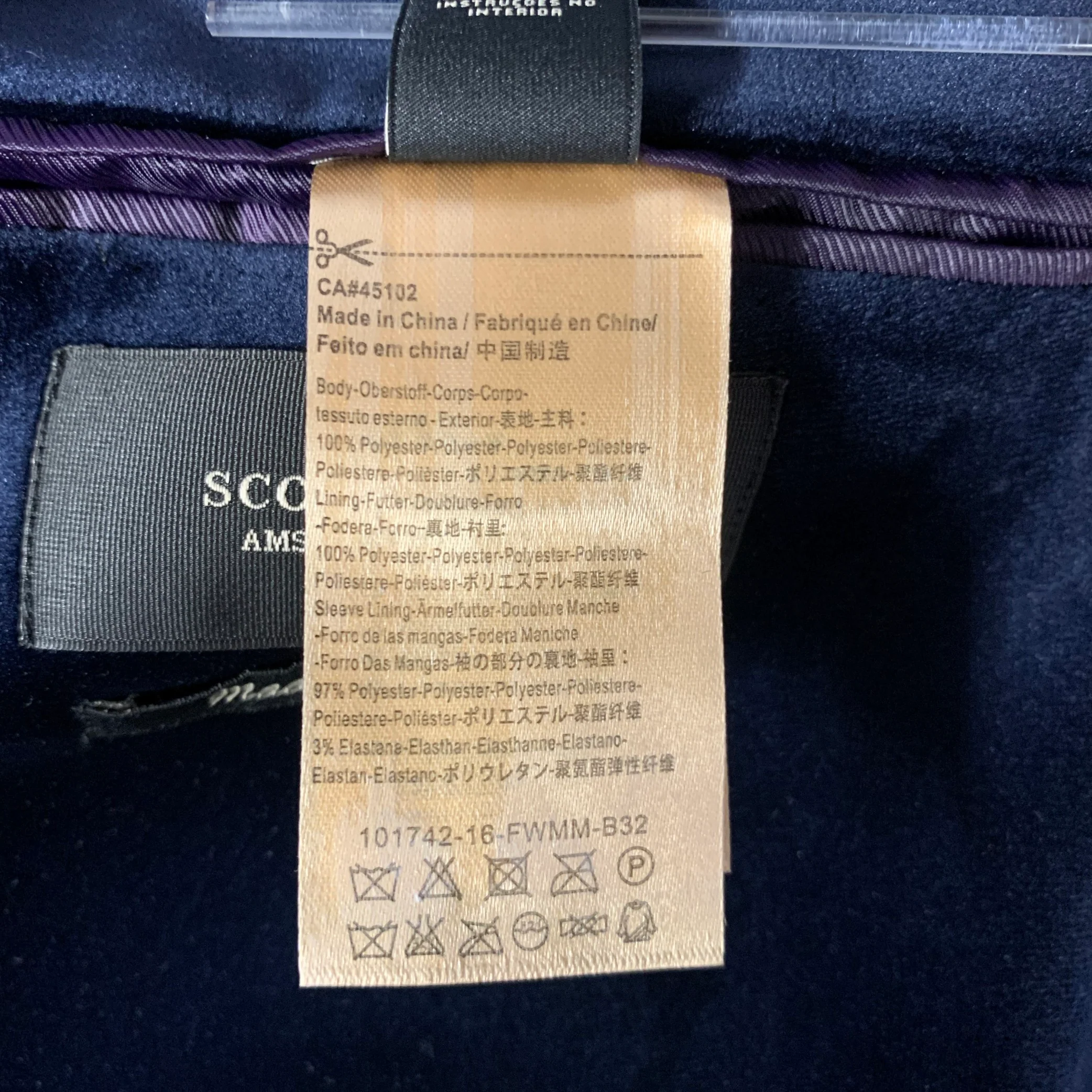 SCOTCH AND SODA Chest Size 38 Navy Velvet Polyester Peak Lapel Suit - Image 7