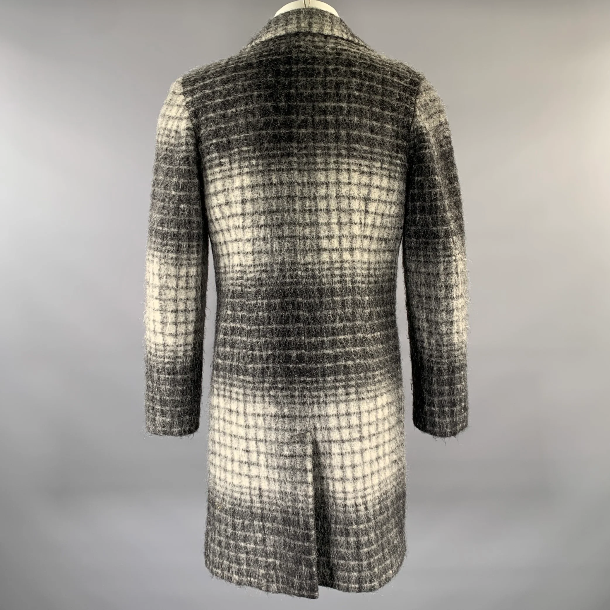 SCOTCH AND SODA Chest Size S Grey Black Gingham Wool Blend Overcoat - Image 4