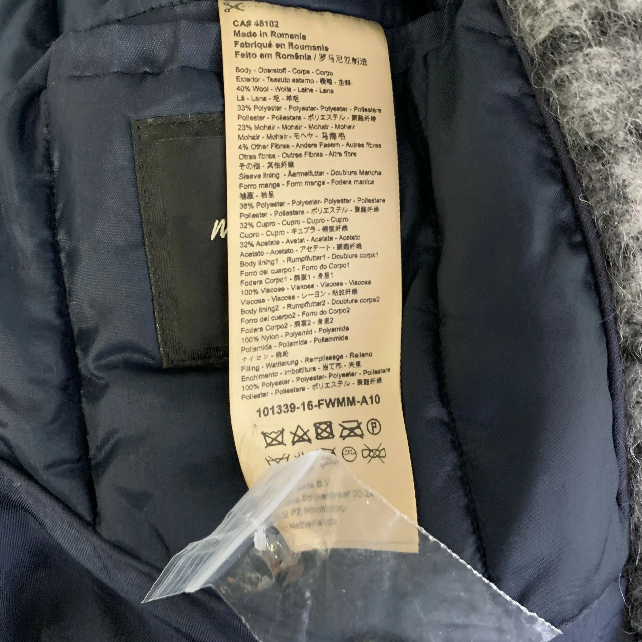 SCOTCH AND SODA Chest Size S Grey Black Gingham Wool Blend Overcoat - Image 7