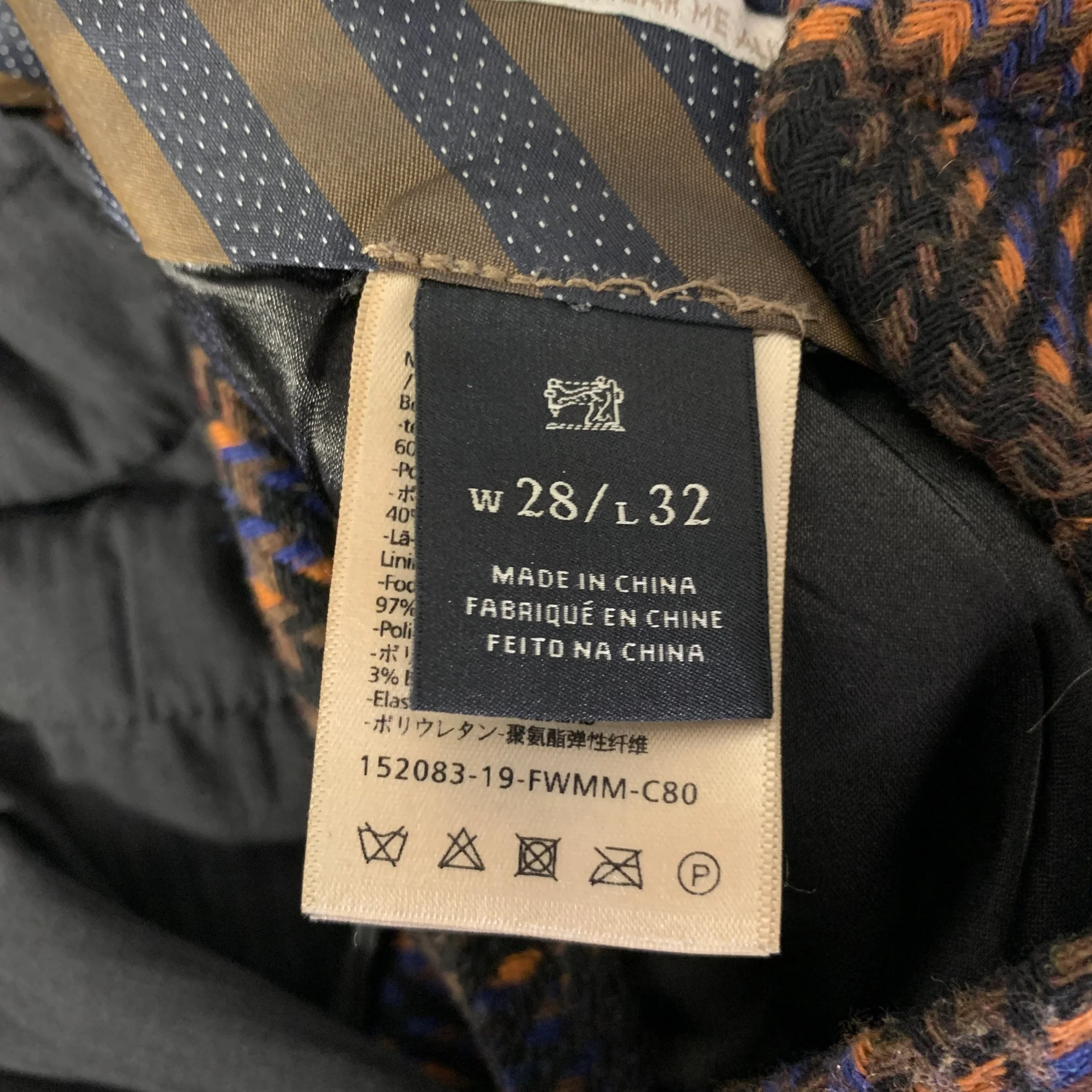 SCOTCH AND SODA Size 32 Black Orange Blue Tartan Polyester Blend Pants - Image 5