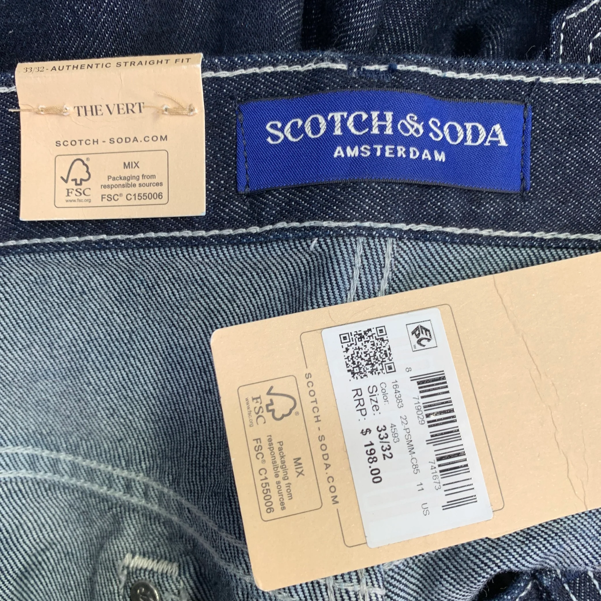SCOTCH AND SODA Size 33 The Vert Blue Indigo Contrast Stitch Organic Cotton Jeans - Image 6