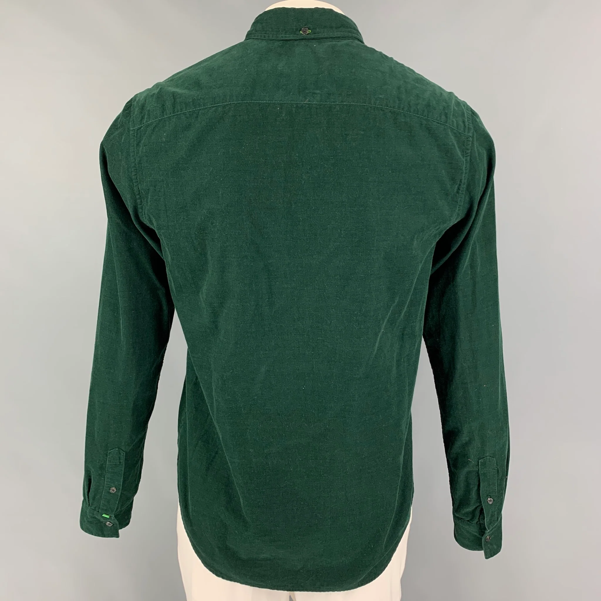 SCOTCH AND SODA Size L Forest Green Cotton Button Down Long Sleeve Shirt - Image 3