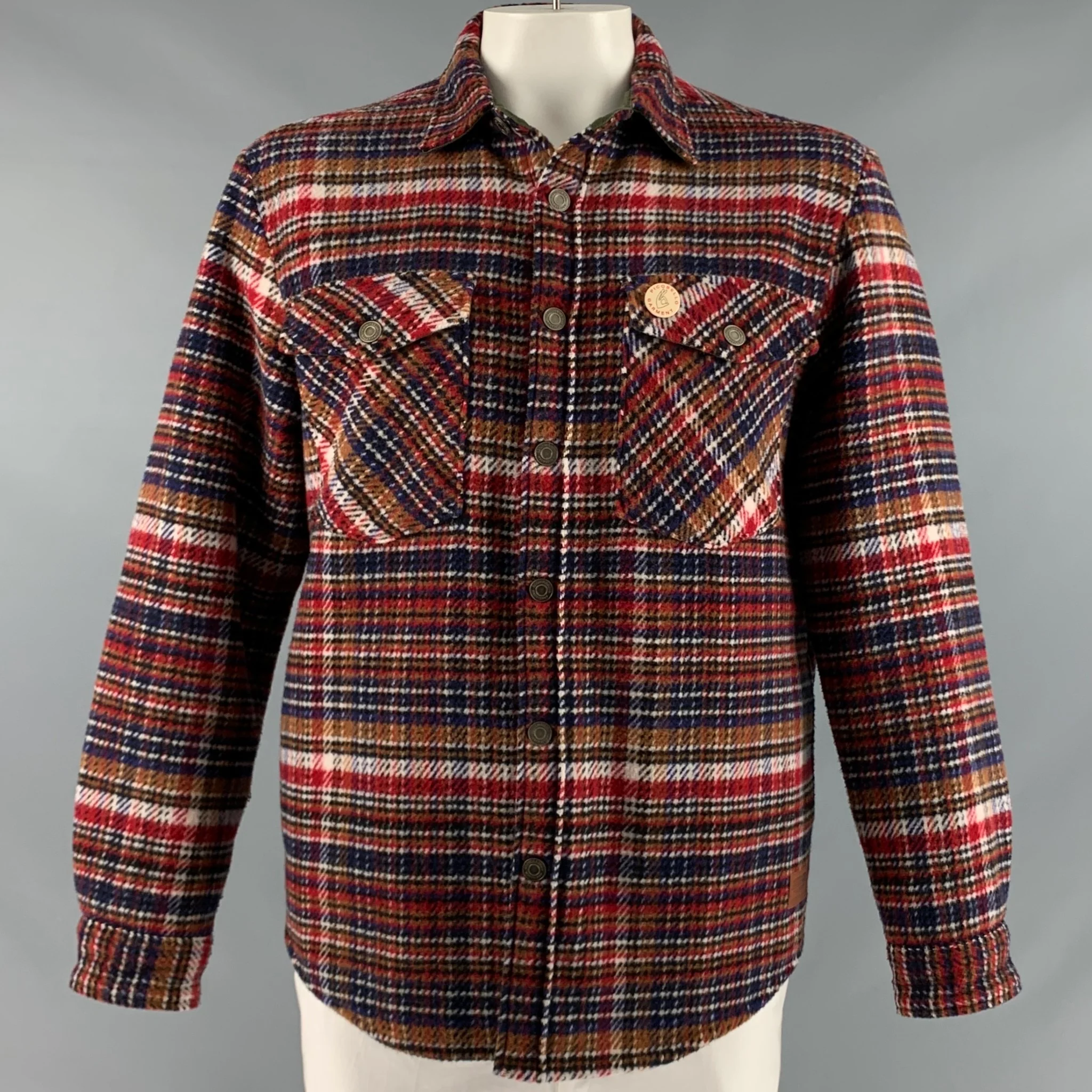 SCOTCH AND SODA Size L Red Blue Plaid Wool Polyester Jacket