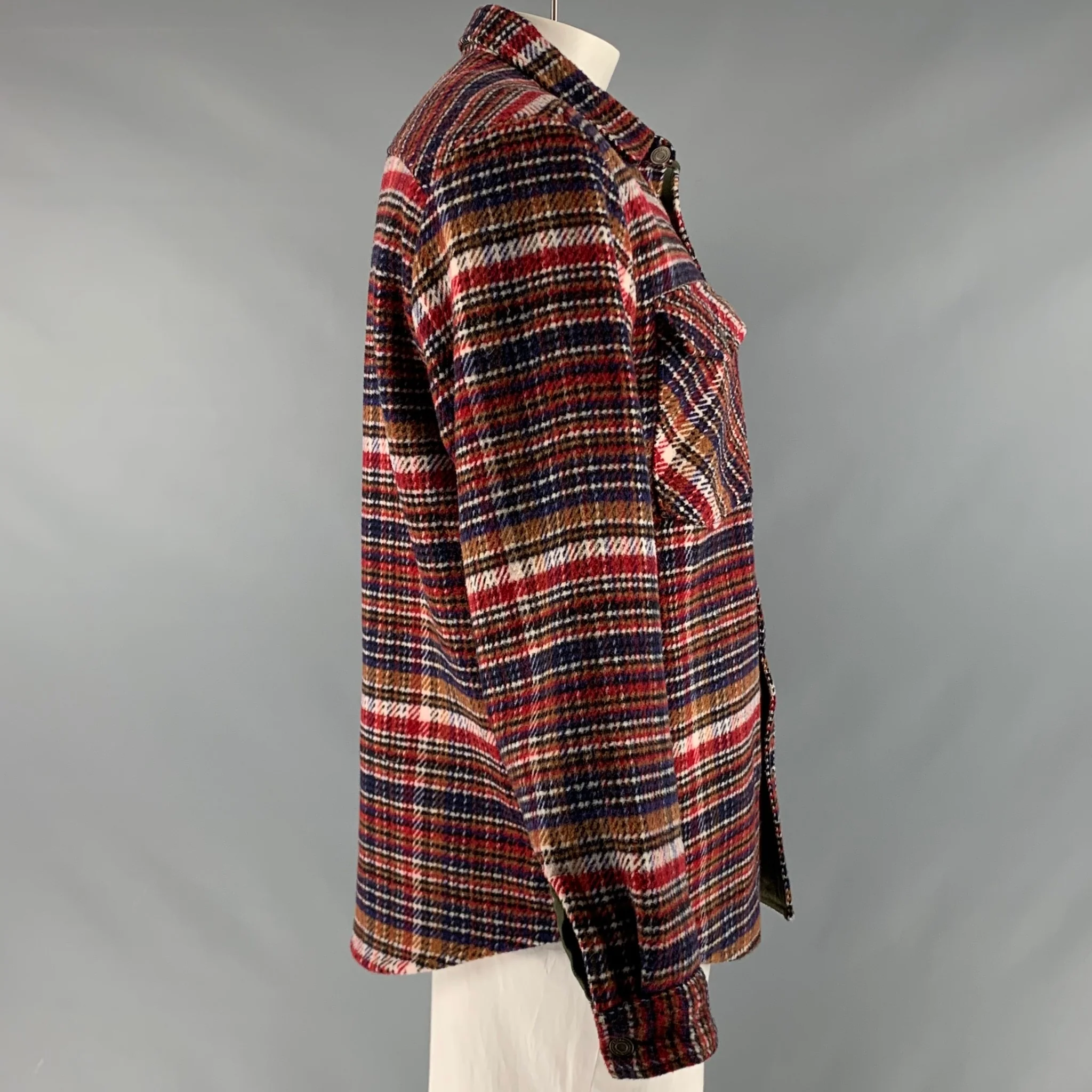 SCOTCH AND SODA Size L Red Blue Plaid Wool Polyester Jacket - Image 4