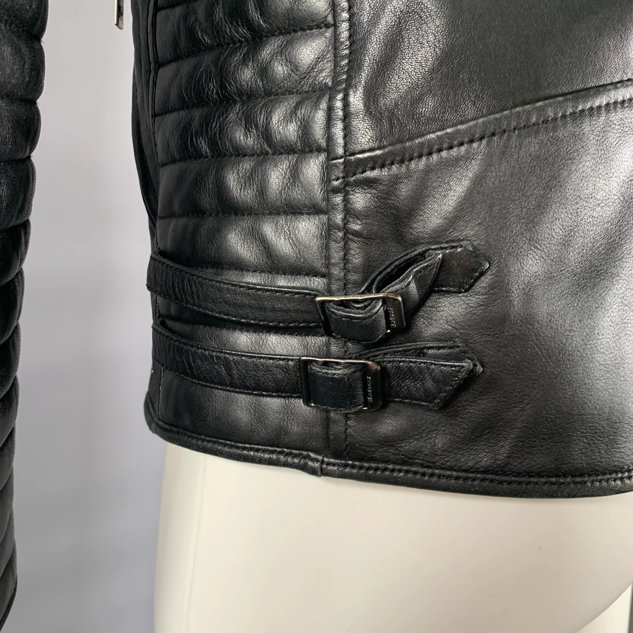 SCOTCH AND SODA Size M Black Leather Moto Racer Jacket - Image 5