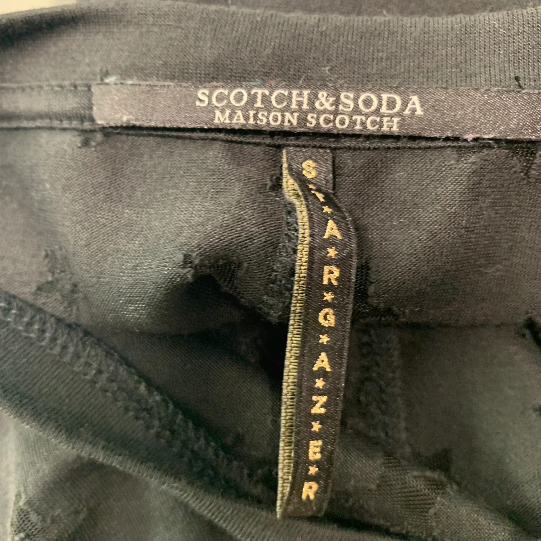 SCOTCH AND SODA Size M Black Viscose Polyester Stars T-Shirt - Image 6