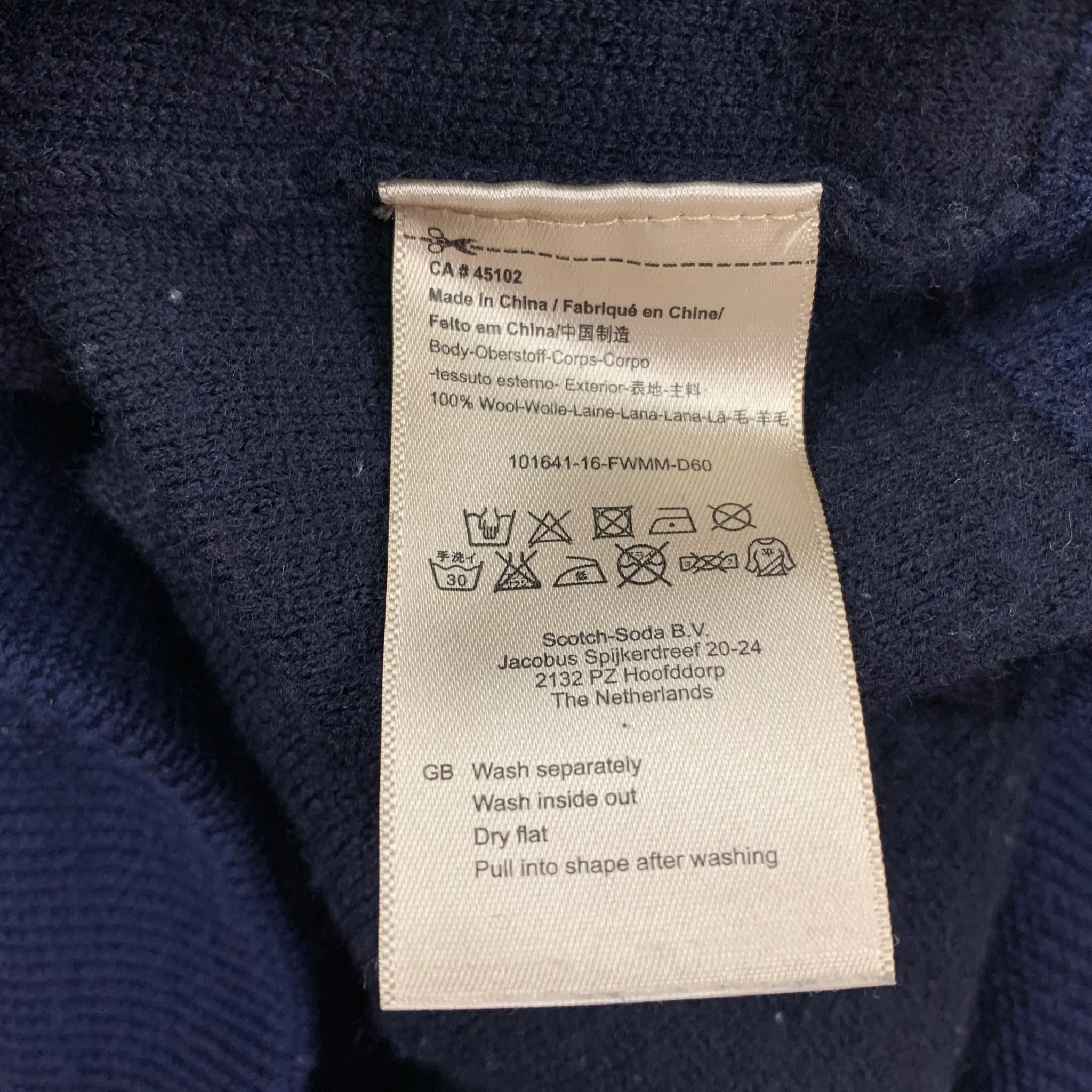 SCOTCH AND SODA Size M Navy Beige Wool Crew-Neck Sweater - Image 4