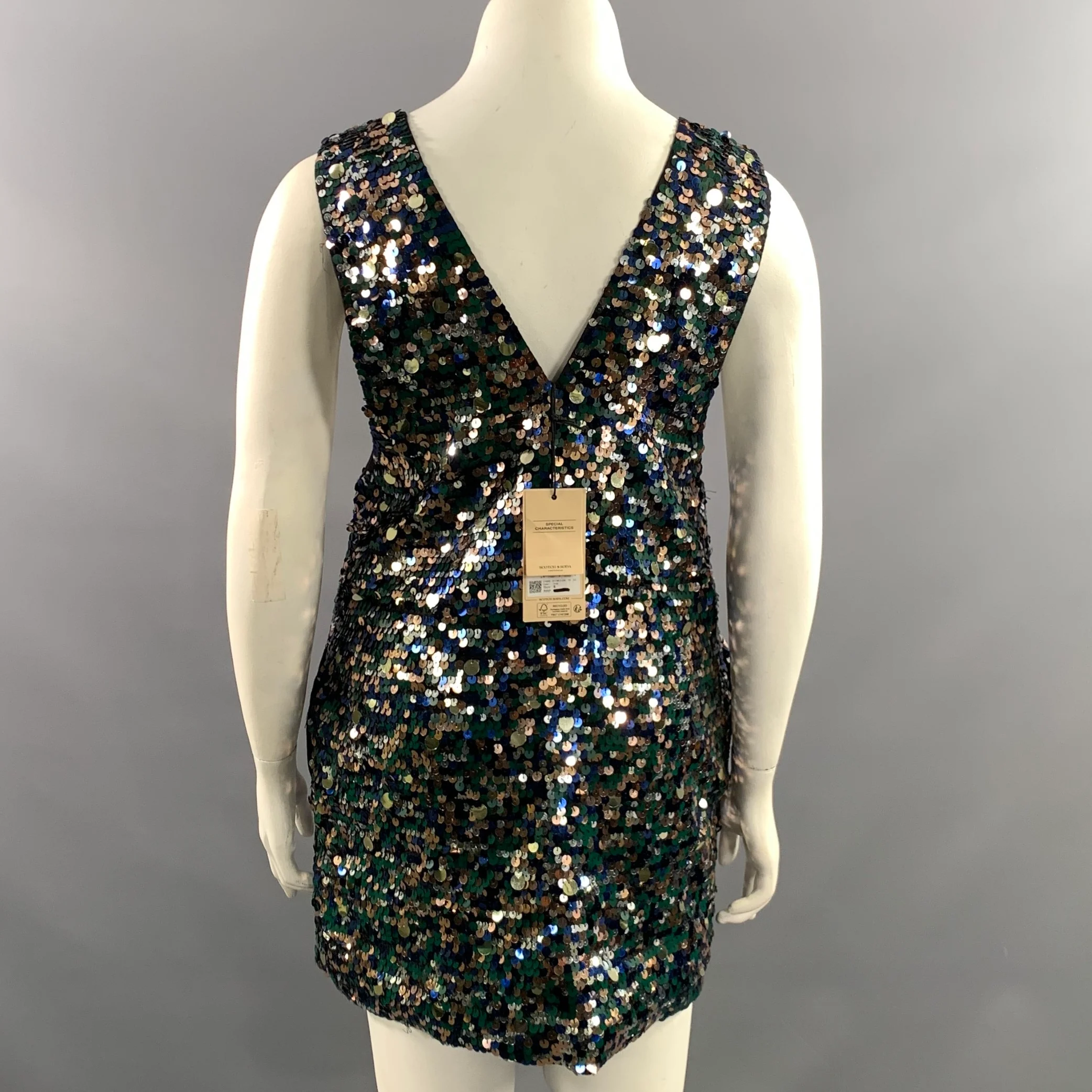 SCOTCH AND SODA Size S Blue Green Viscose Knee Length Dress - Image 3