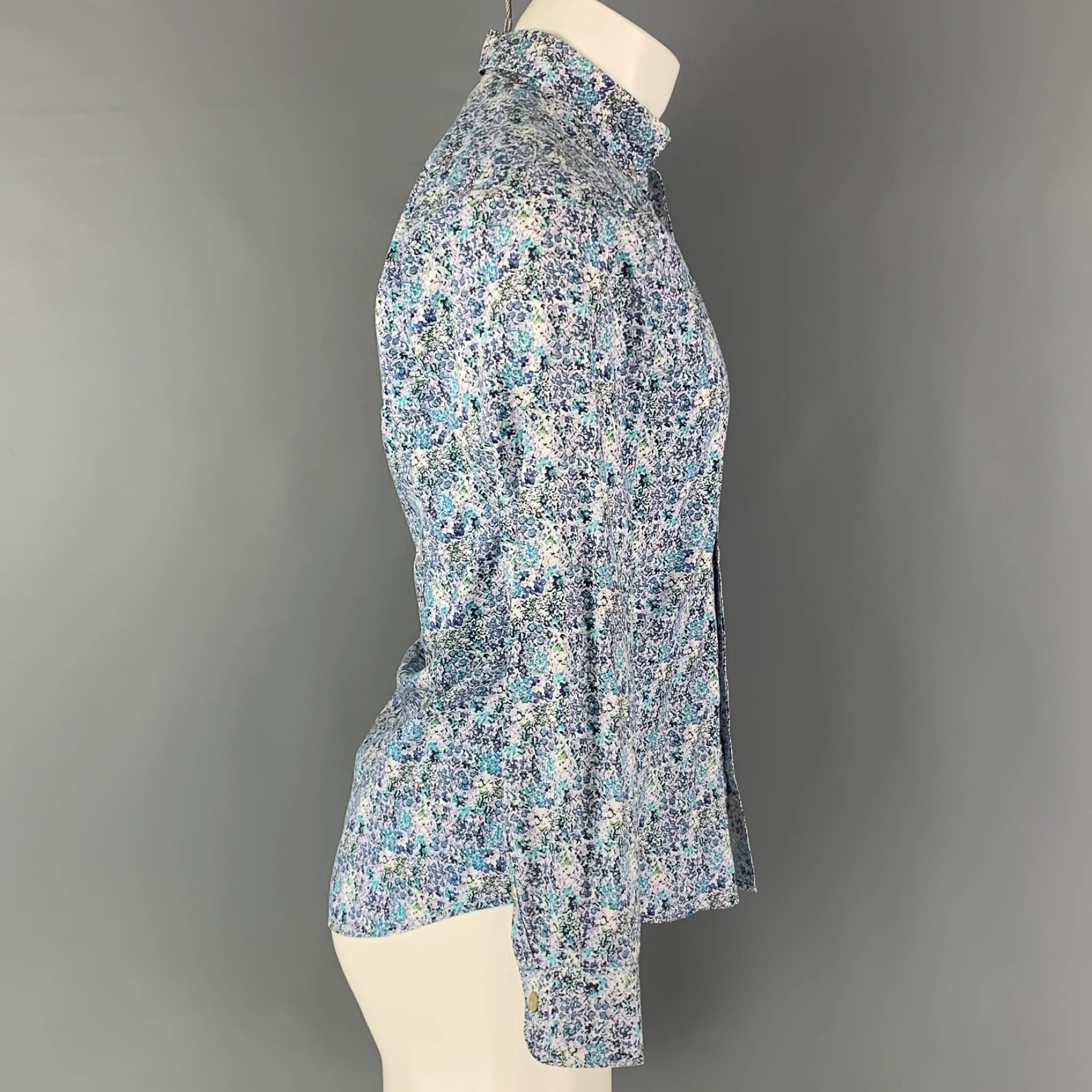 SCOTCH AND SODA Size S Blue White Floral Cotton Long Sleeve Shirt - Image 3