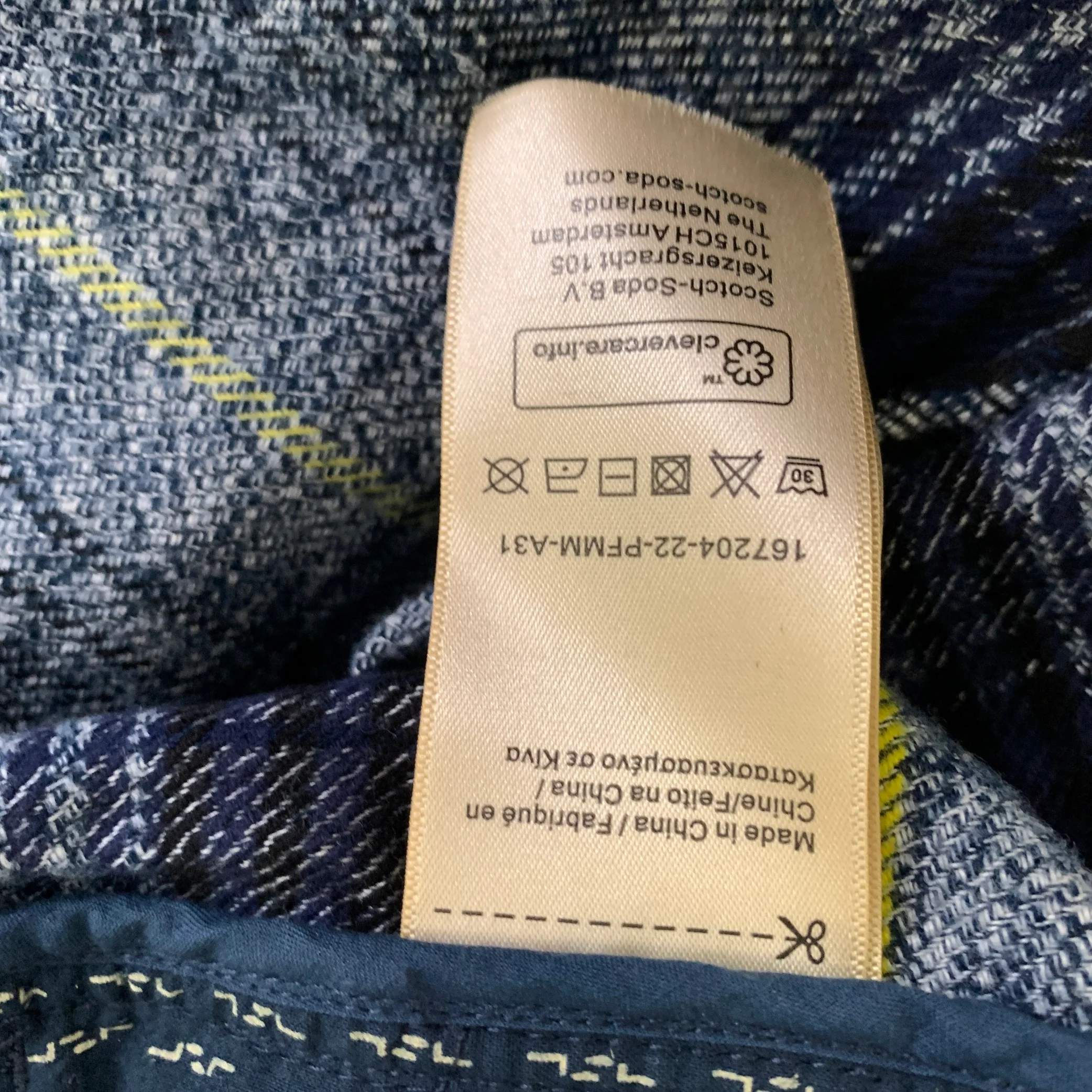SCOTCH AND SODA Size S Navy Lime Plaid Cotton Zip Jacket - Image 5