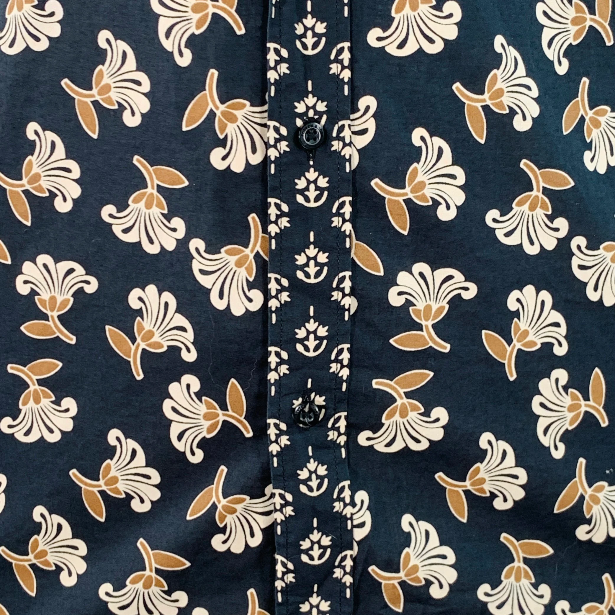 SCOTCH AND SODA Size XL Black Beige Abstract Floral Cotton Long Sleeve Shirt - Image 2