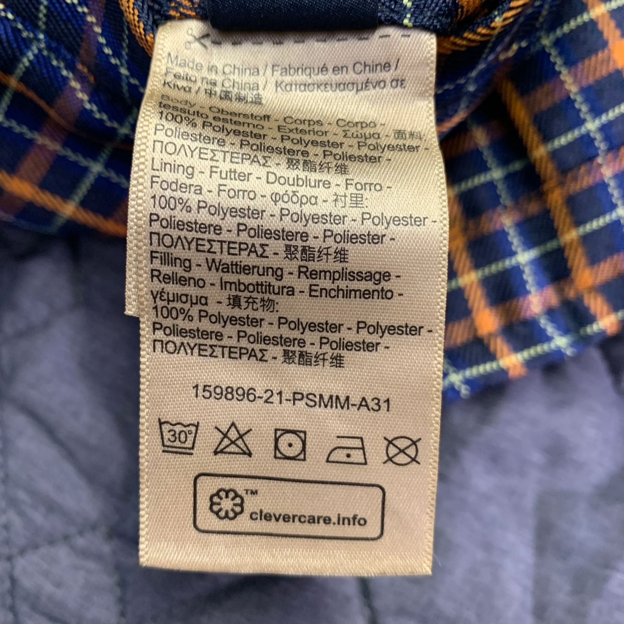 SCOTCH AND SODA Size XXL Orange Navy Plaid Polyester Snaps Coat - Image 10