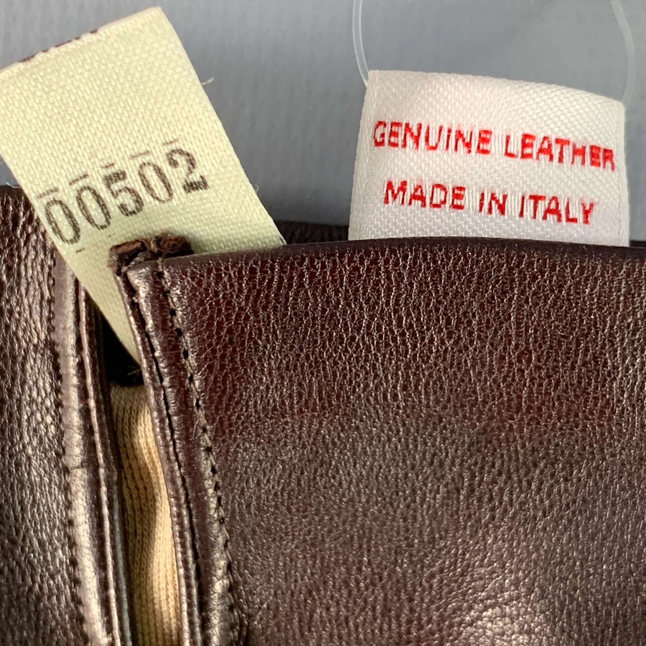 SERMONETA Size 6.5 Brown Leather Silk Lined Gloves - Image 4