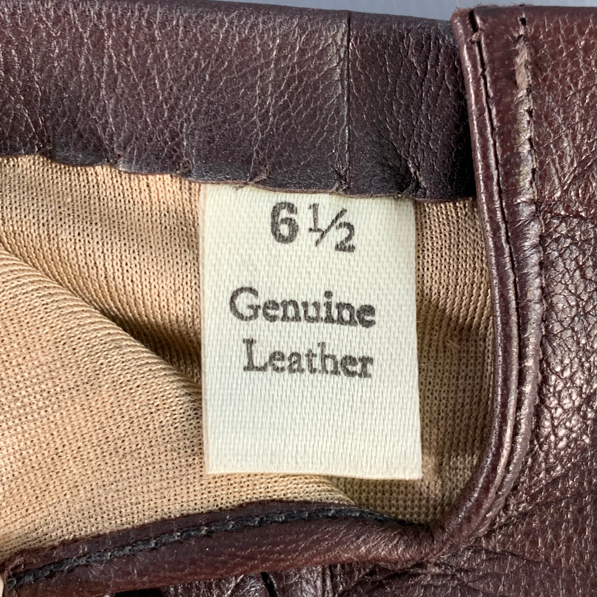 SERMONETA Size 6.5 Brown Leather Silk Lined Gloves - Image 5