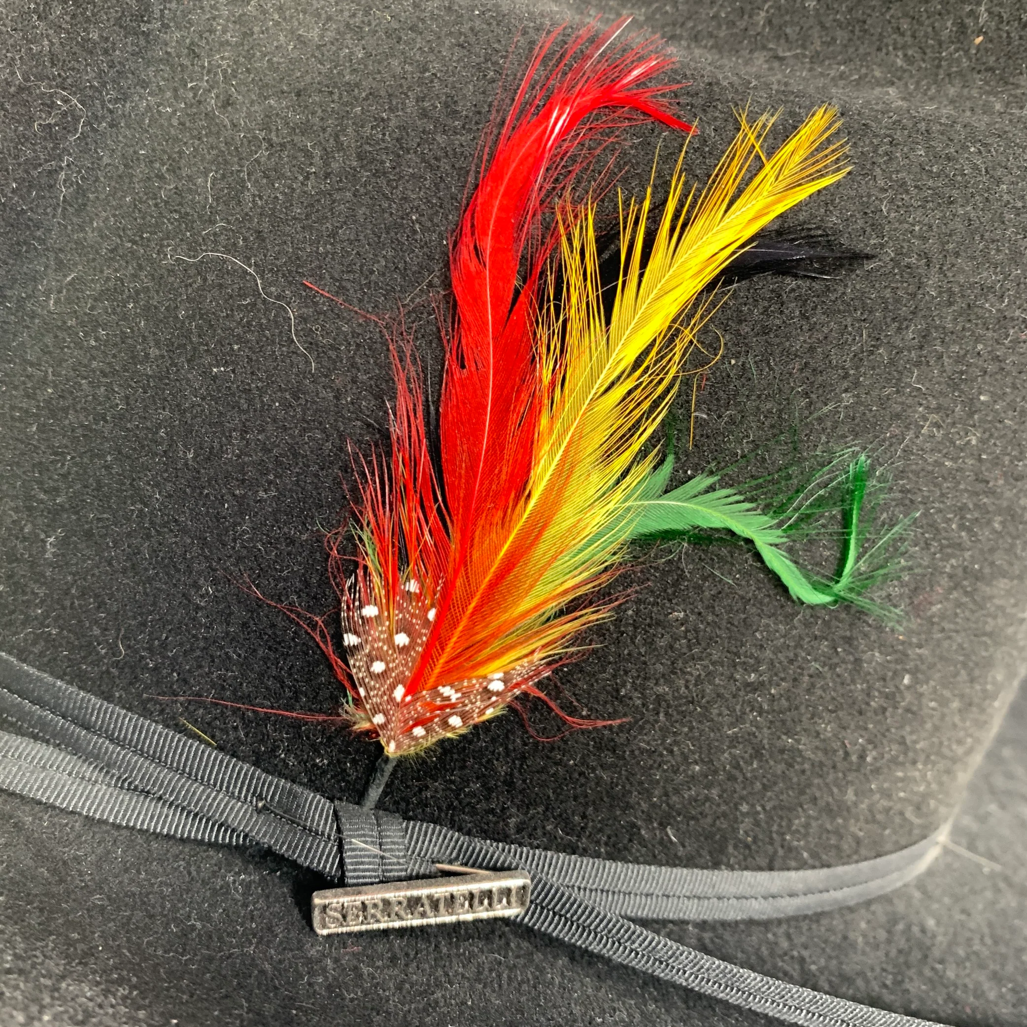 SERRATELLI Size 7.5 Black Cowboy Feather Hats - Image 3