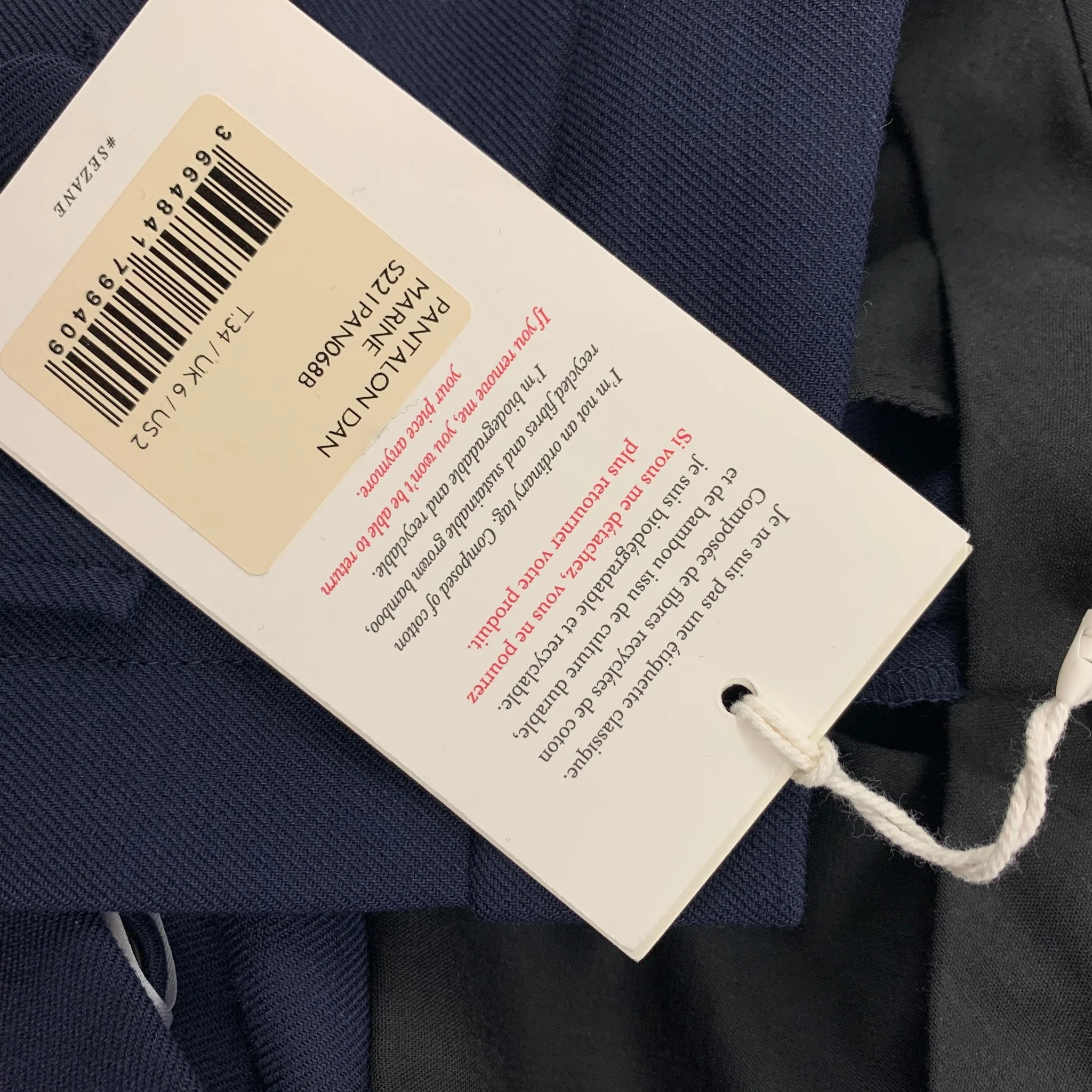 SEZANE Size 2 Navy Polyester Blend High Waisted Dress Pants - Image 5