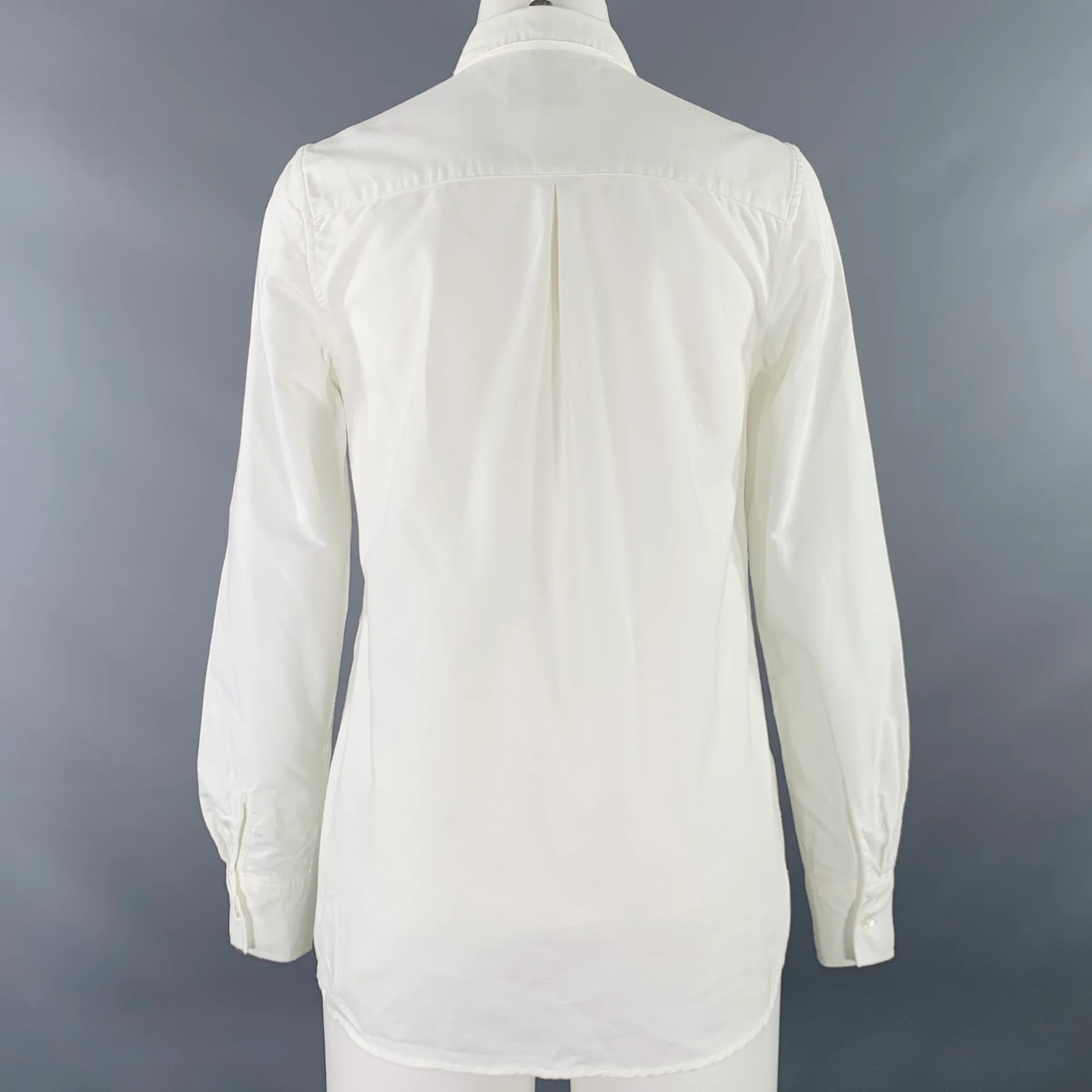 SEZANE Size S White Cotton One Pocket Oxford Shirt - Image 3