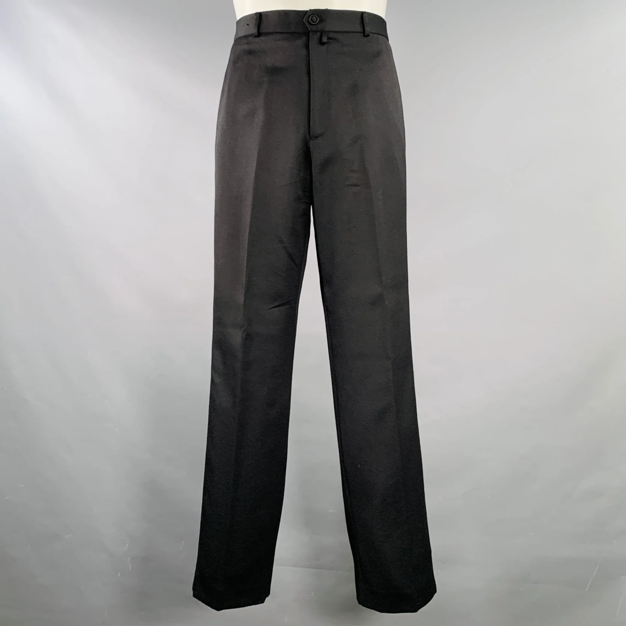 SHANGHAI TANG Size 40 Black Wool Mandarin Collar Suit - Image 4