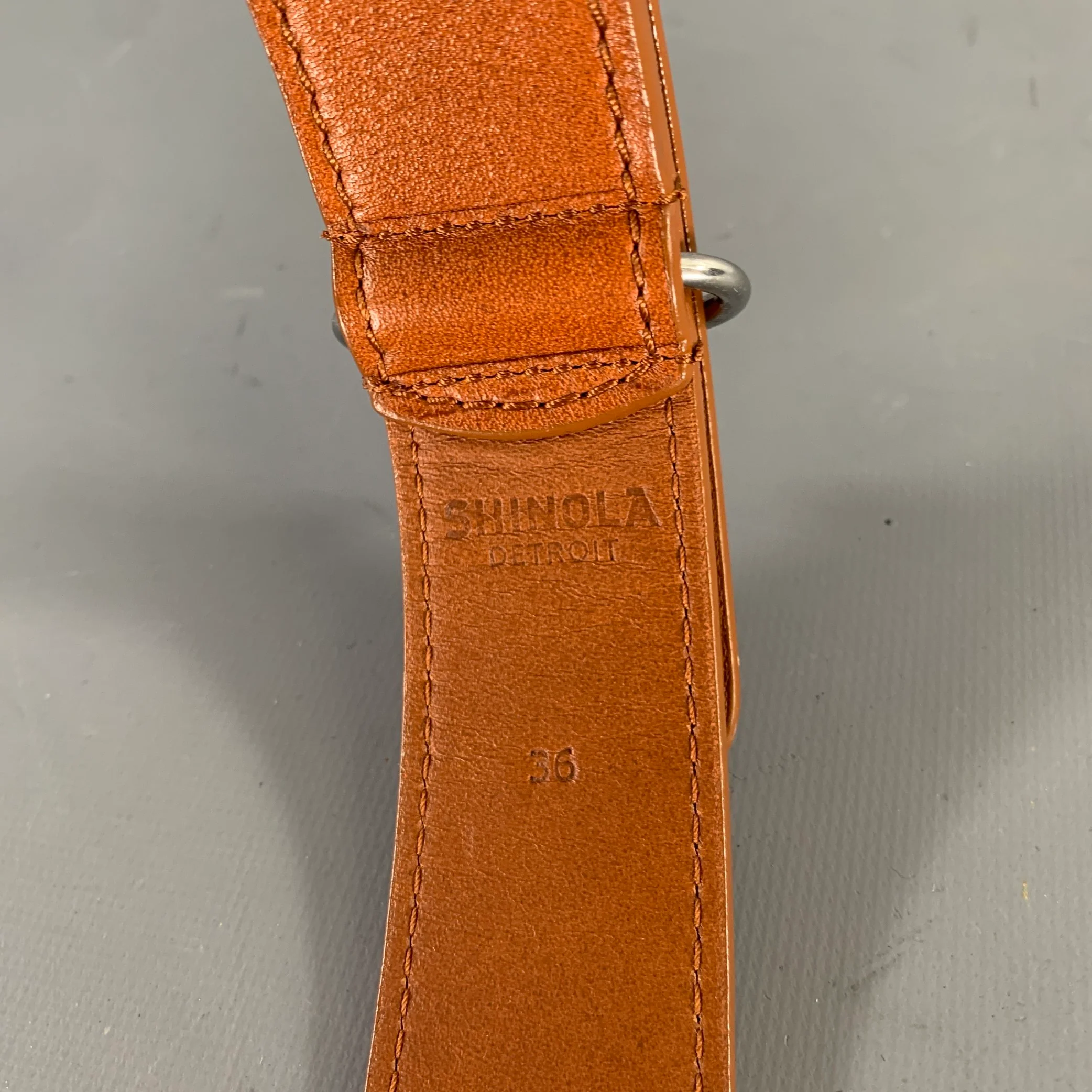 SHINOLA Size 36 Brown Leather Belt - Image 5
