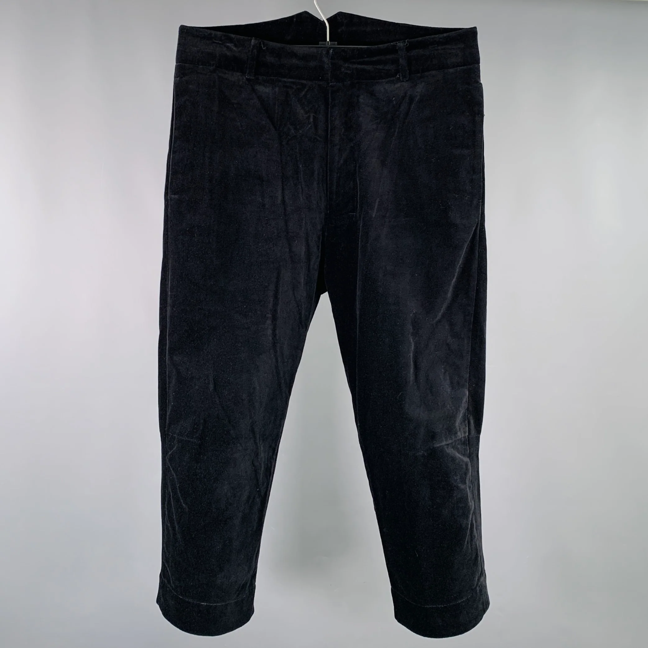 SHINYA KOZUKA Size 31 Black Velvet Cotton Culotte Casual Pants