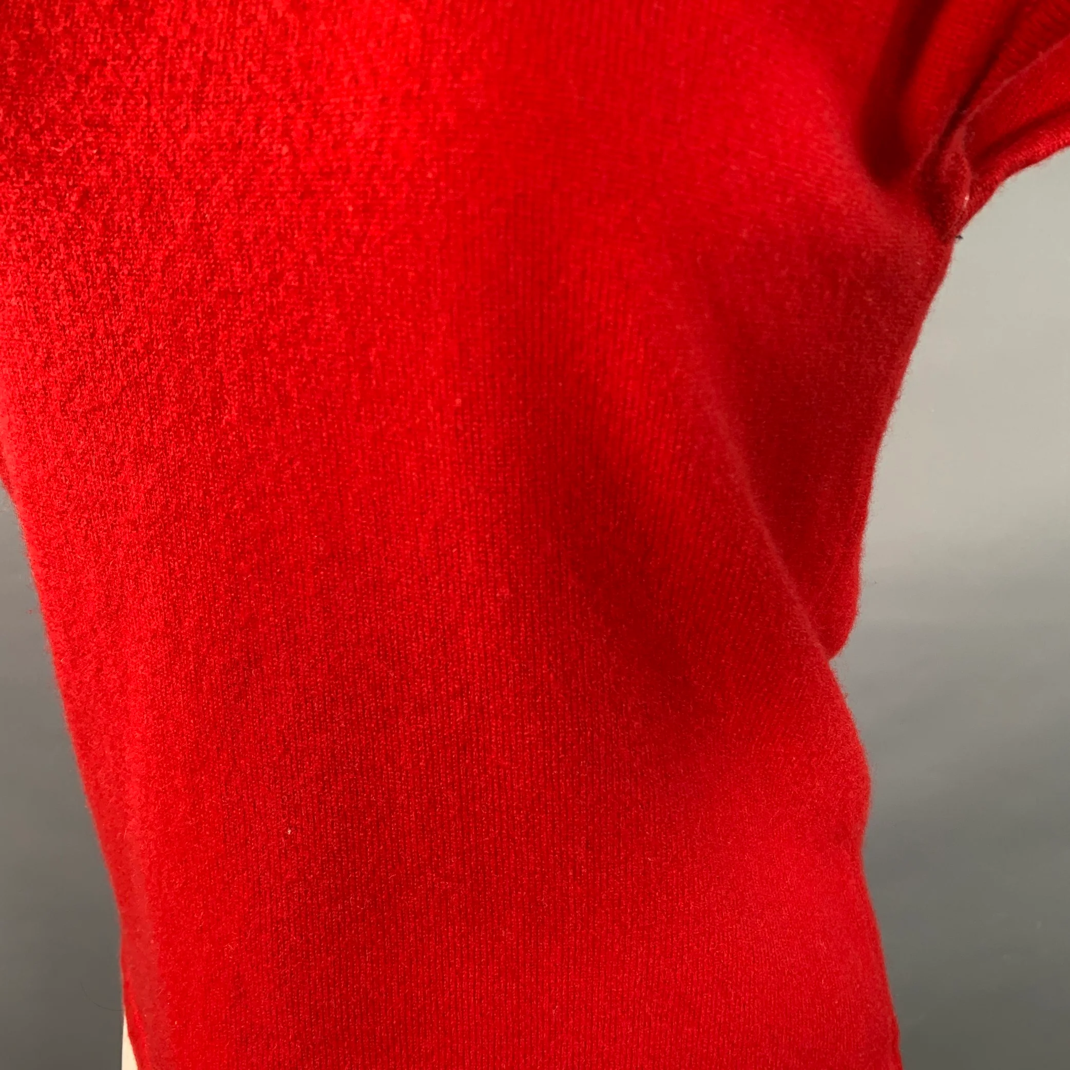 SHIRIN GUILD Size S Red Cashmere Short Sleeve Crew Neck Casual Top - Image 5