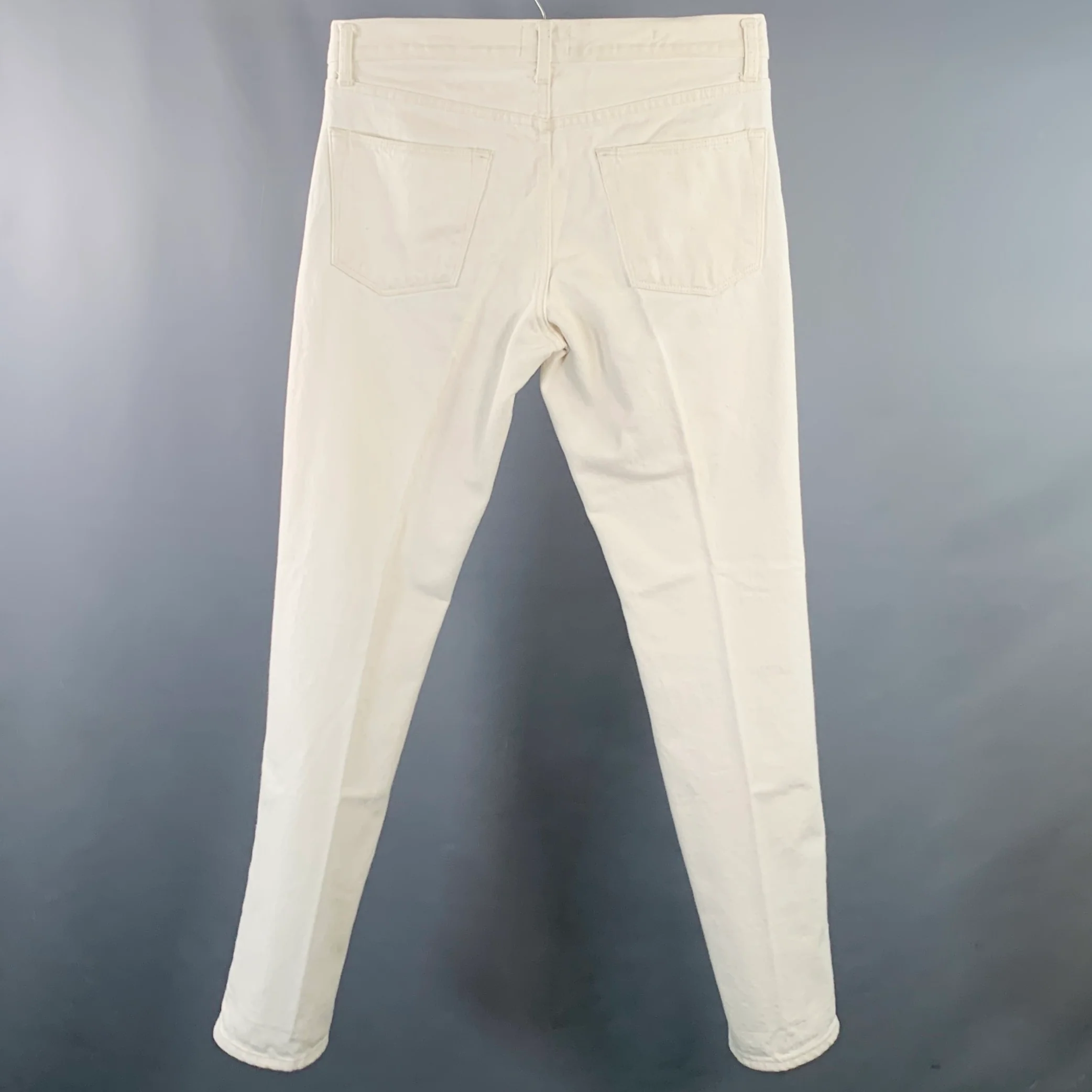 SID MASHBURN Size 32 Cream Twill Cotton Slim Tapered Button Fly Jeans - Image 2