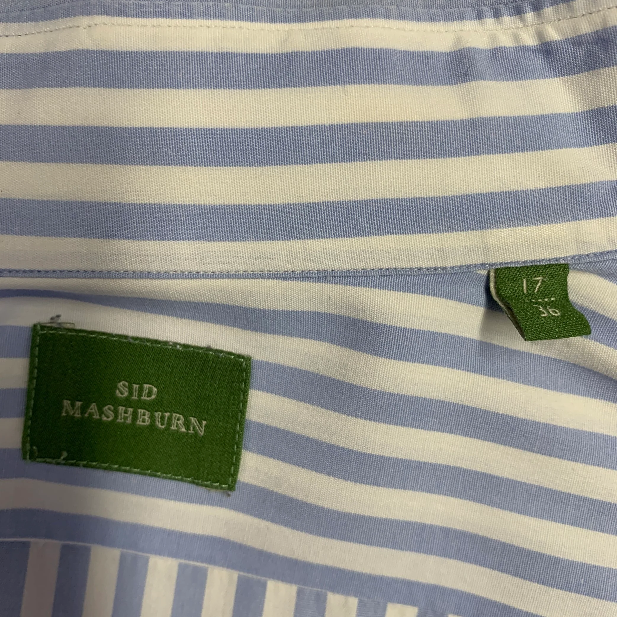 SID MASHBURN Size L Blue White Stripe Cotton One Pocket Long Sleeve Shirt - Image 4