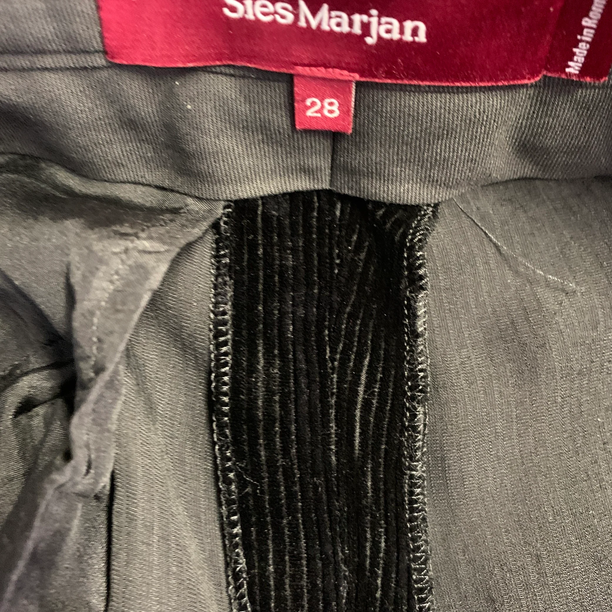 SIES MARJAN Size 28 Black Corduroy Silk Cotton Flat Front Casual Pants - Image 5