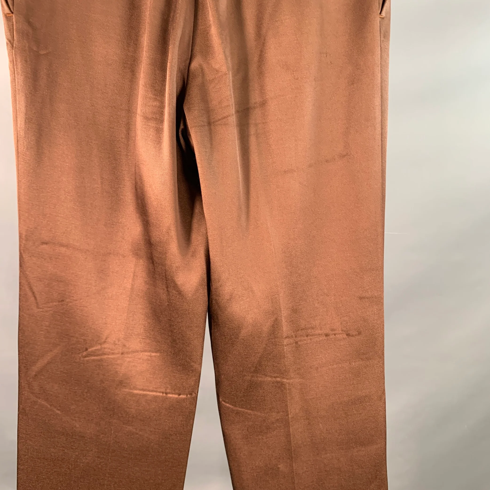 SIES MARJAN Size 34 Brown Acetate Blend Pleated Dress Pants - Image 4