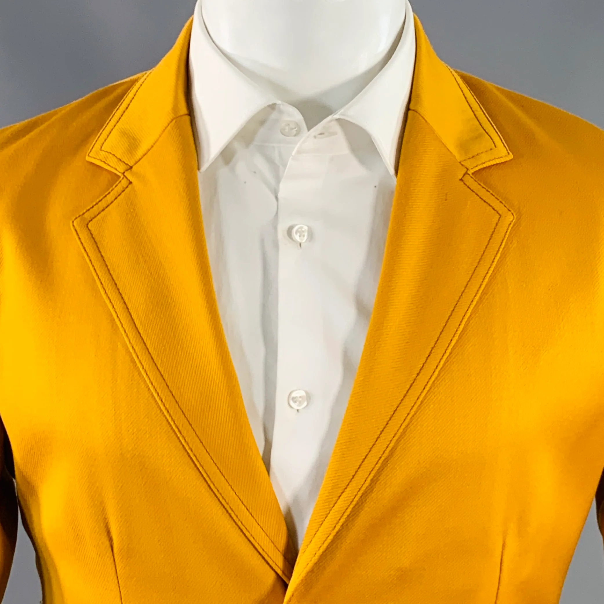 SIES MARJAN Size 36 Mustard Yellow Twill Virgin Wool Contrast Stitch Sport Coat - Image 2