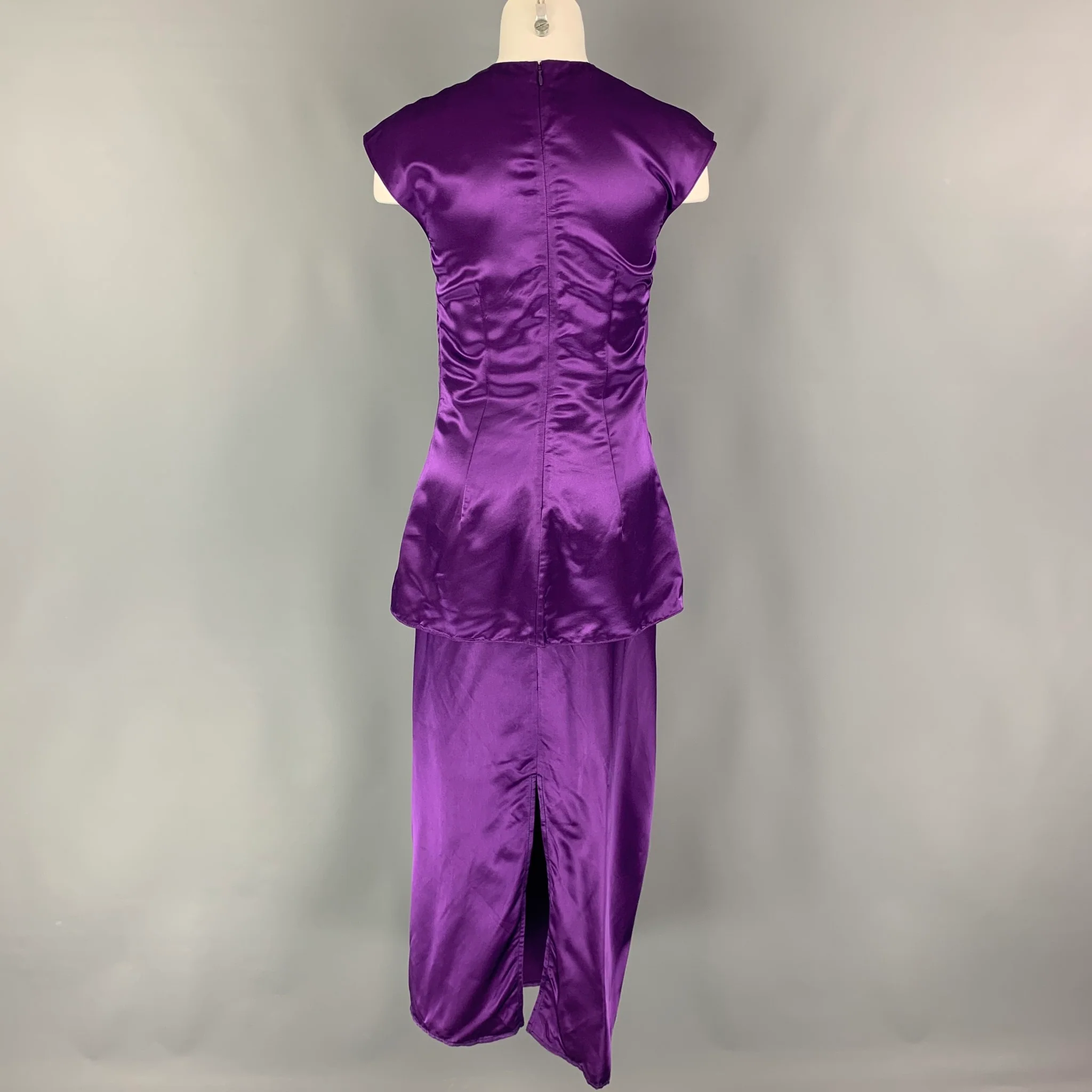 SIES MARJAN Size 4 Purple Ruched Sleeveless Skirt Set - Image 3