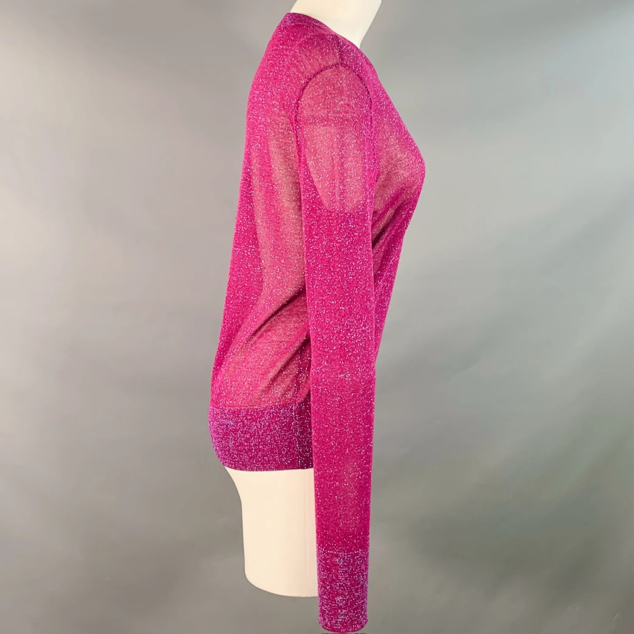 SIES MARJAN Size S Magenta Viscose Blend Metallic Crew Neck Pullover - Image 3