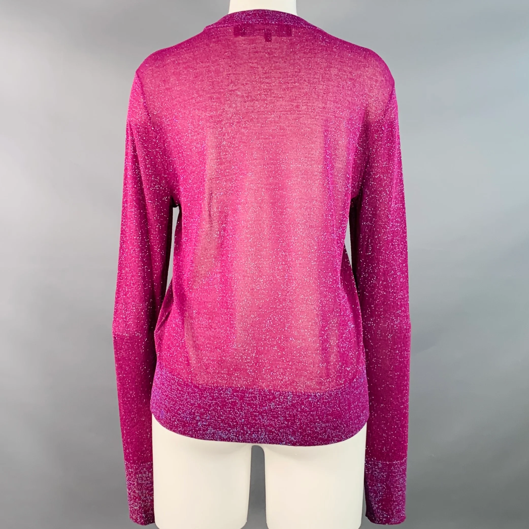 SIES MARJAN Size S Magenta Viscose Blend Metallic Crew Neck Pullover - Image 4