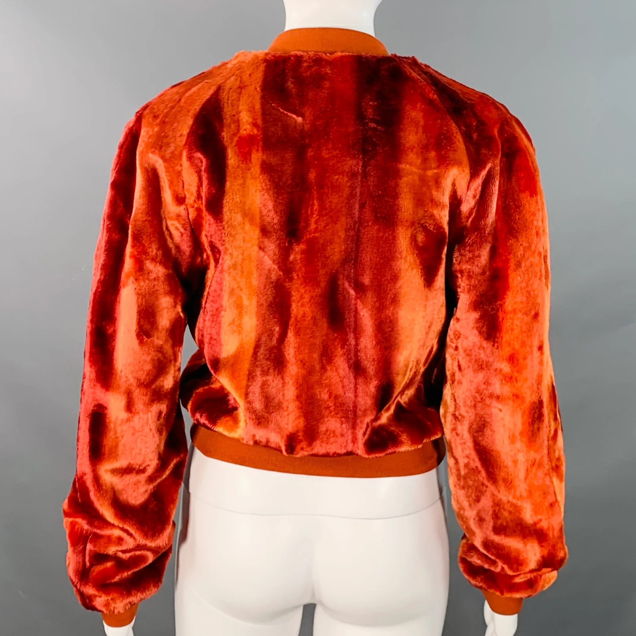 SIES MARJAN Size XS Orange Velvet Zip Up Cropped Bomber Jacket - Image 3