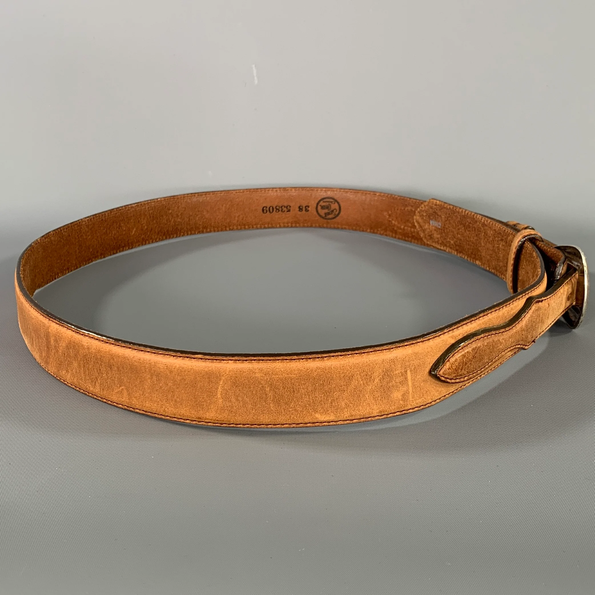 SILVER CREEK Size 38 Tan Leather Belt - Image 3