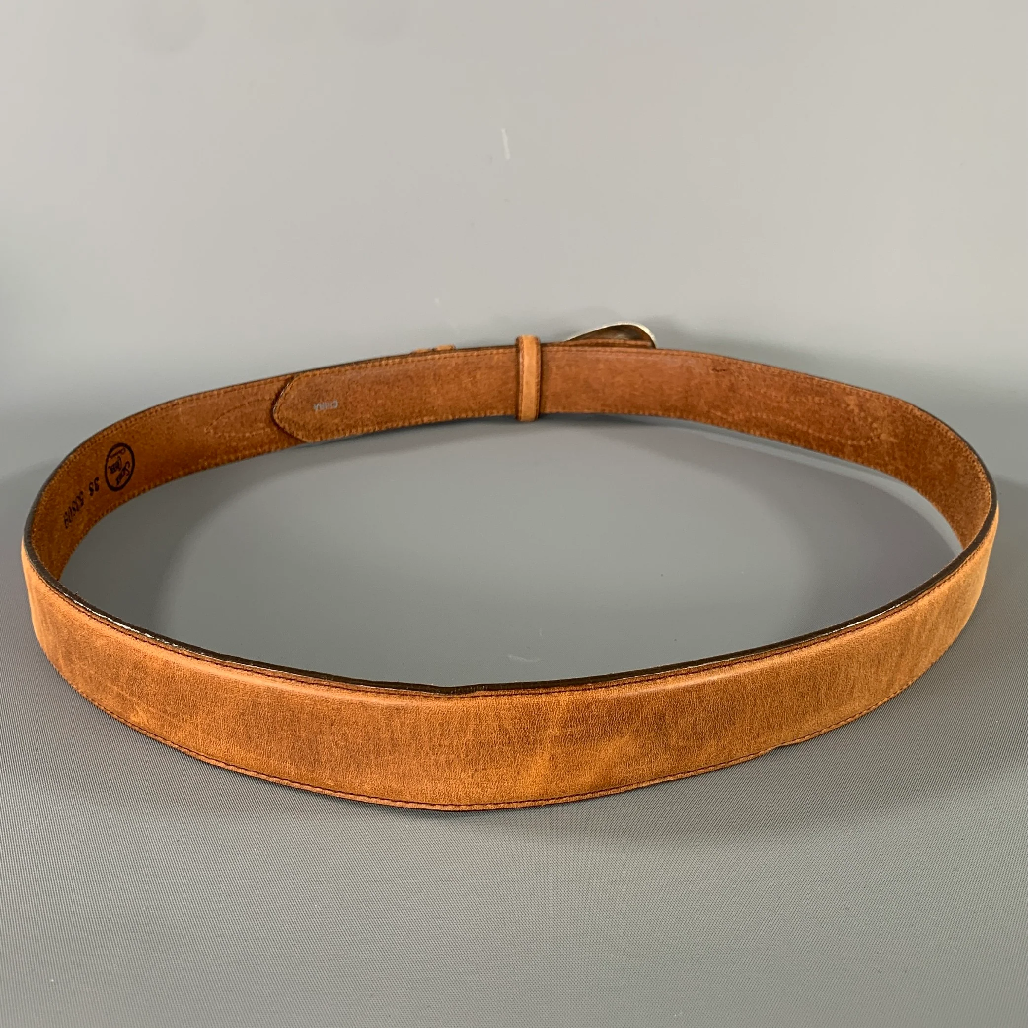SILVER CREEK Size 38 Tan Leather Belt - Image 4