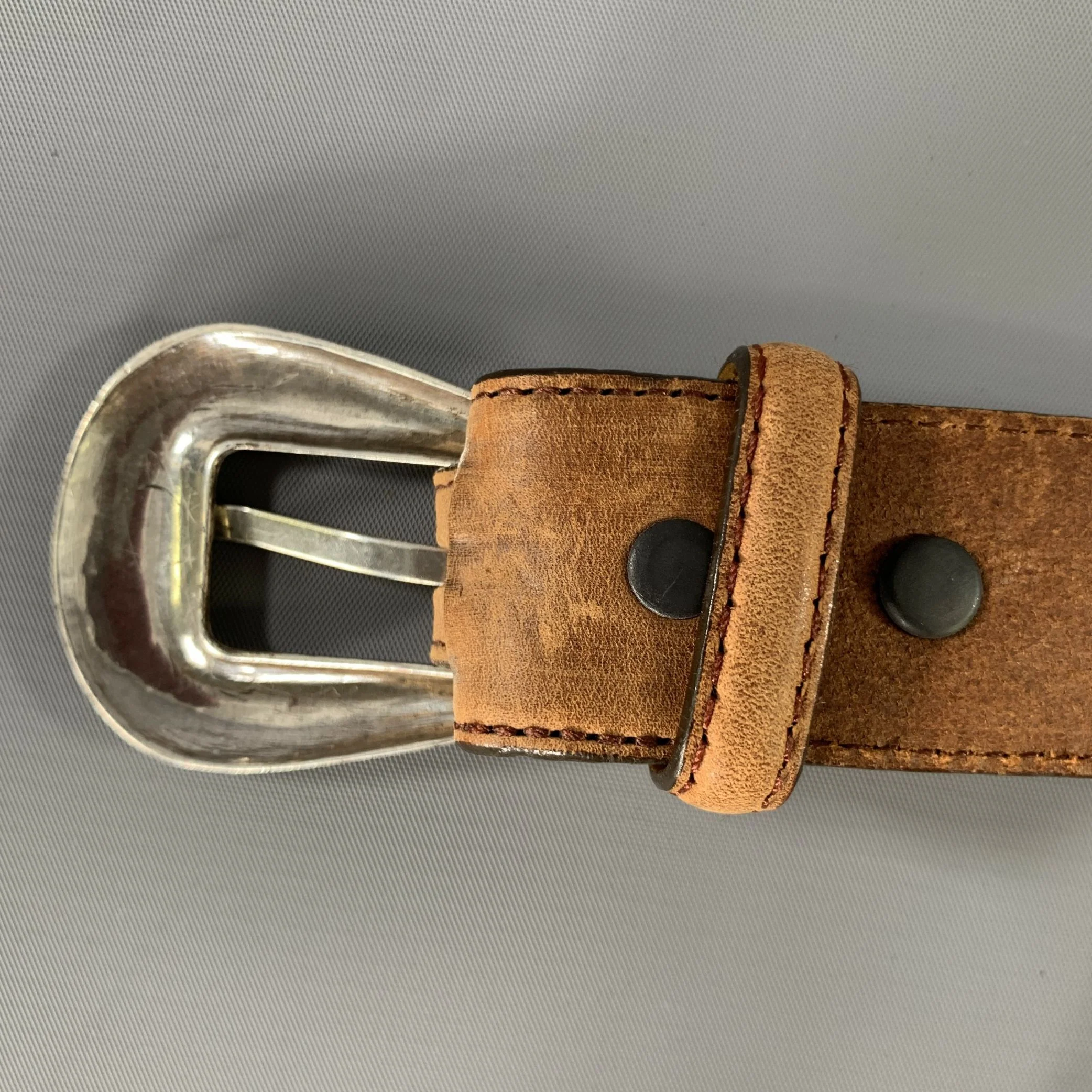 SILVER CREEK Size 38 Tan Leather Belt - Image 7