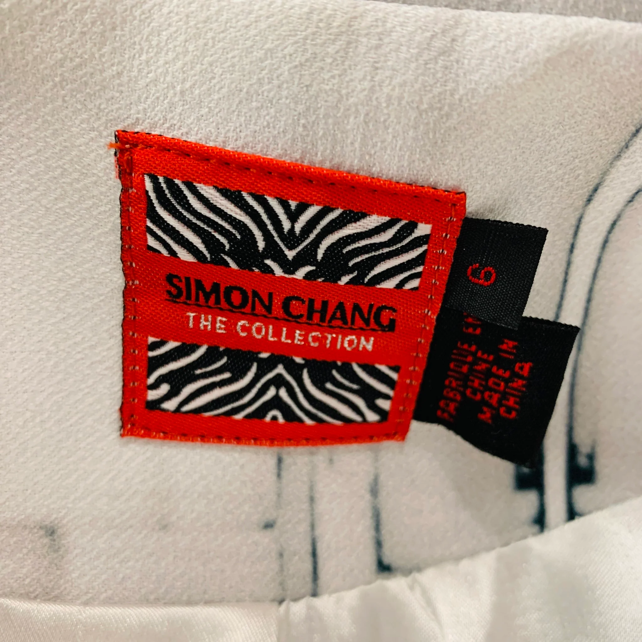 SIMON CHANG Size 6 White Grey Polyester Blend Squares Jacket - Image 8